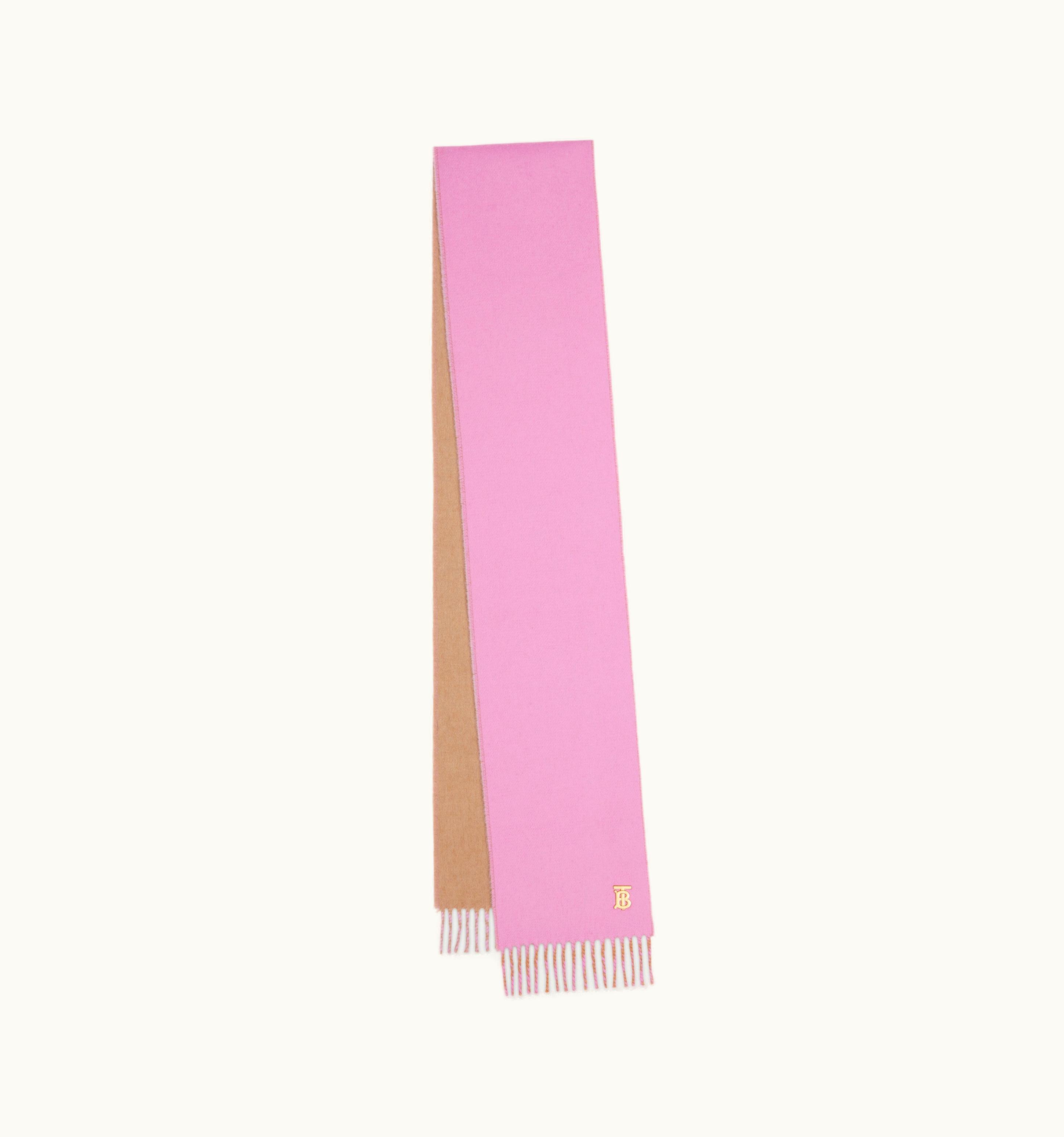 Burberry Burberry Reversible Monogram Motif Cashmere Scarf In Primrose Pink/Camel UZ0141556