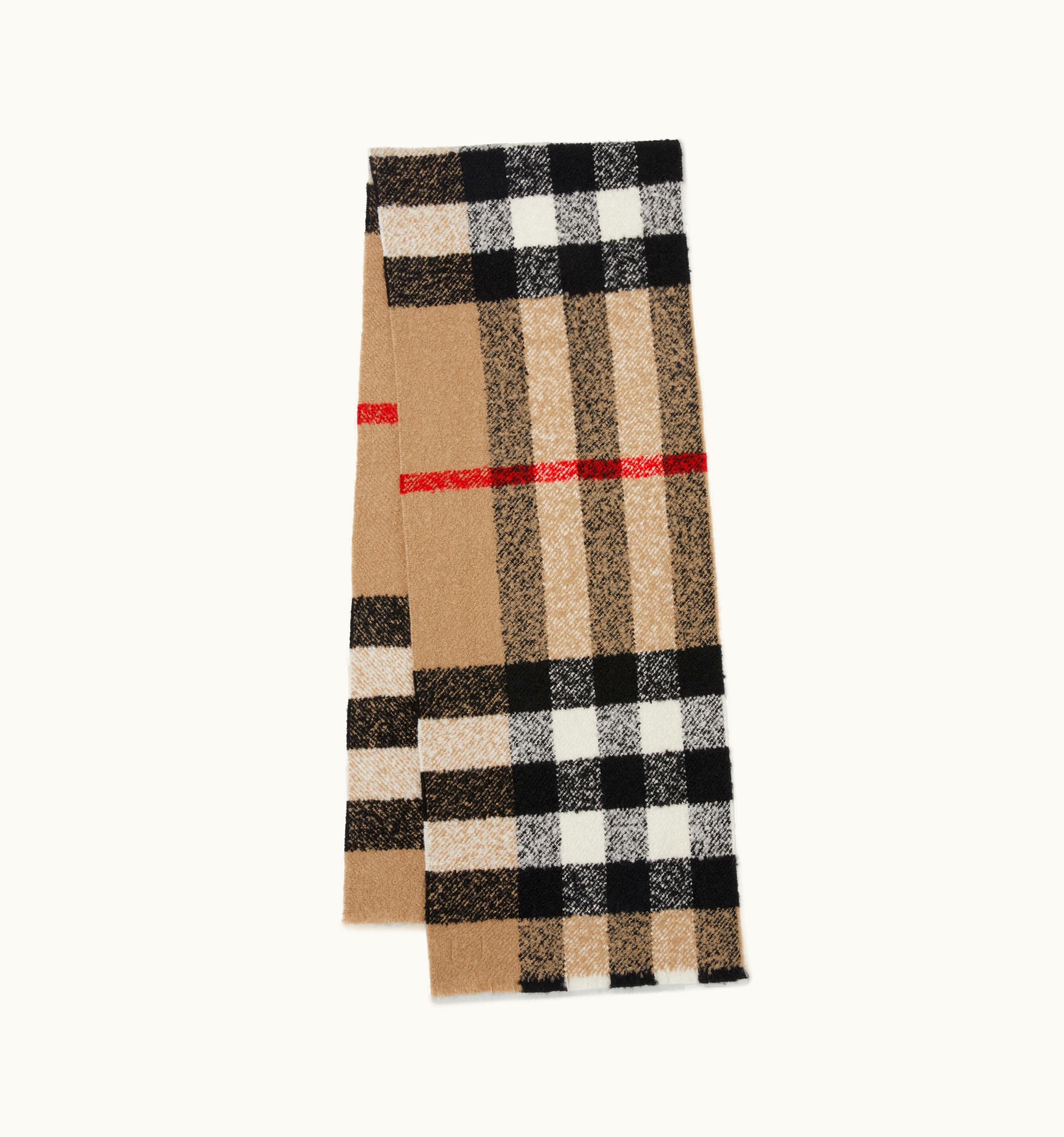 Burberry Burberry Check Cashmere Wool Silk Bouclé Scarf In Archive Beige UZ0141559