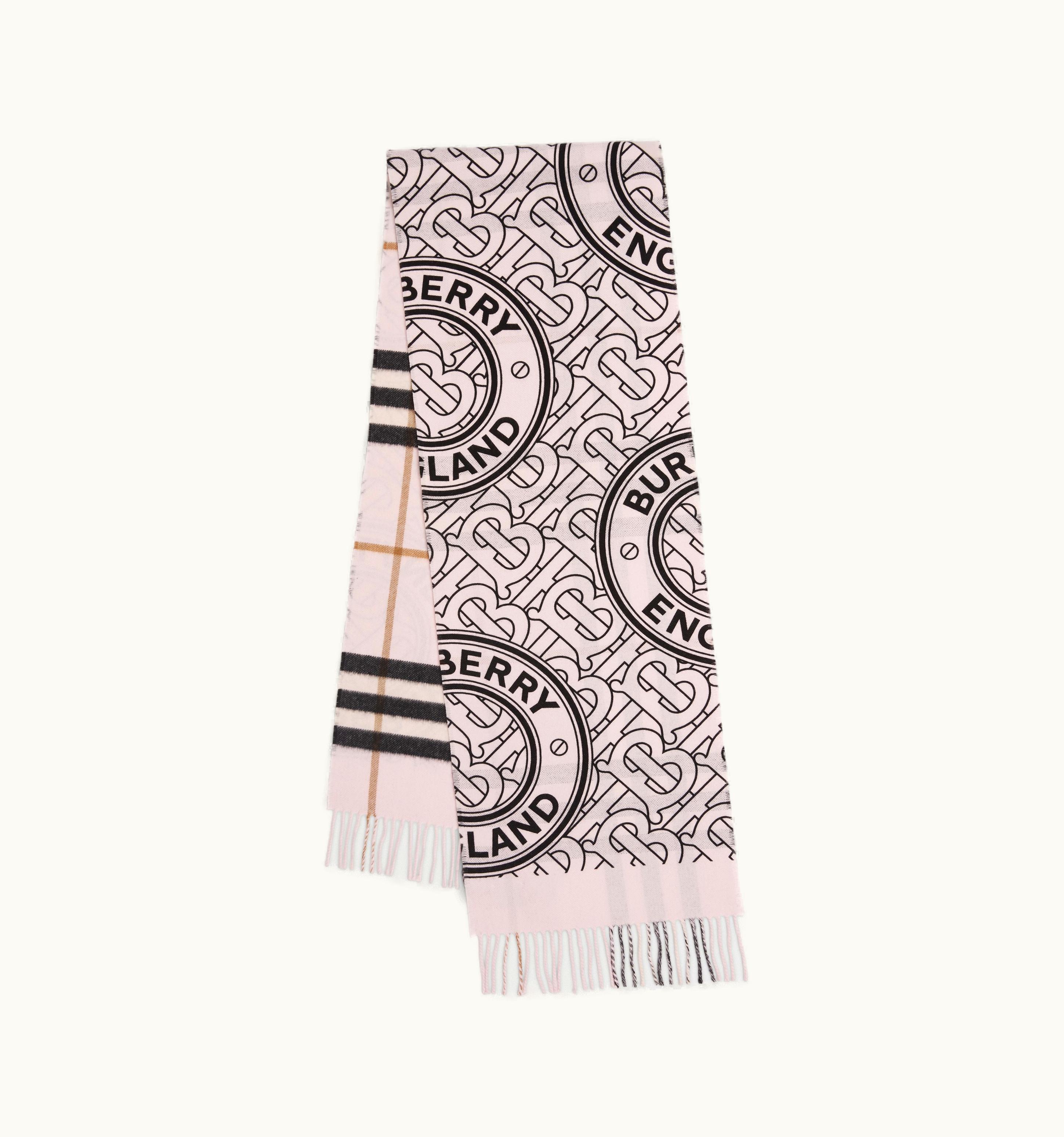 Burberry Burberry Reversible Check And Monogram Cashmere Scarf In Pale Pink UZ0141568