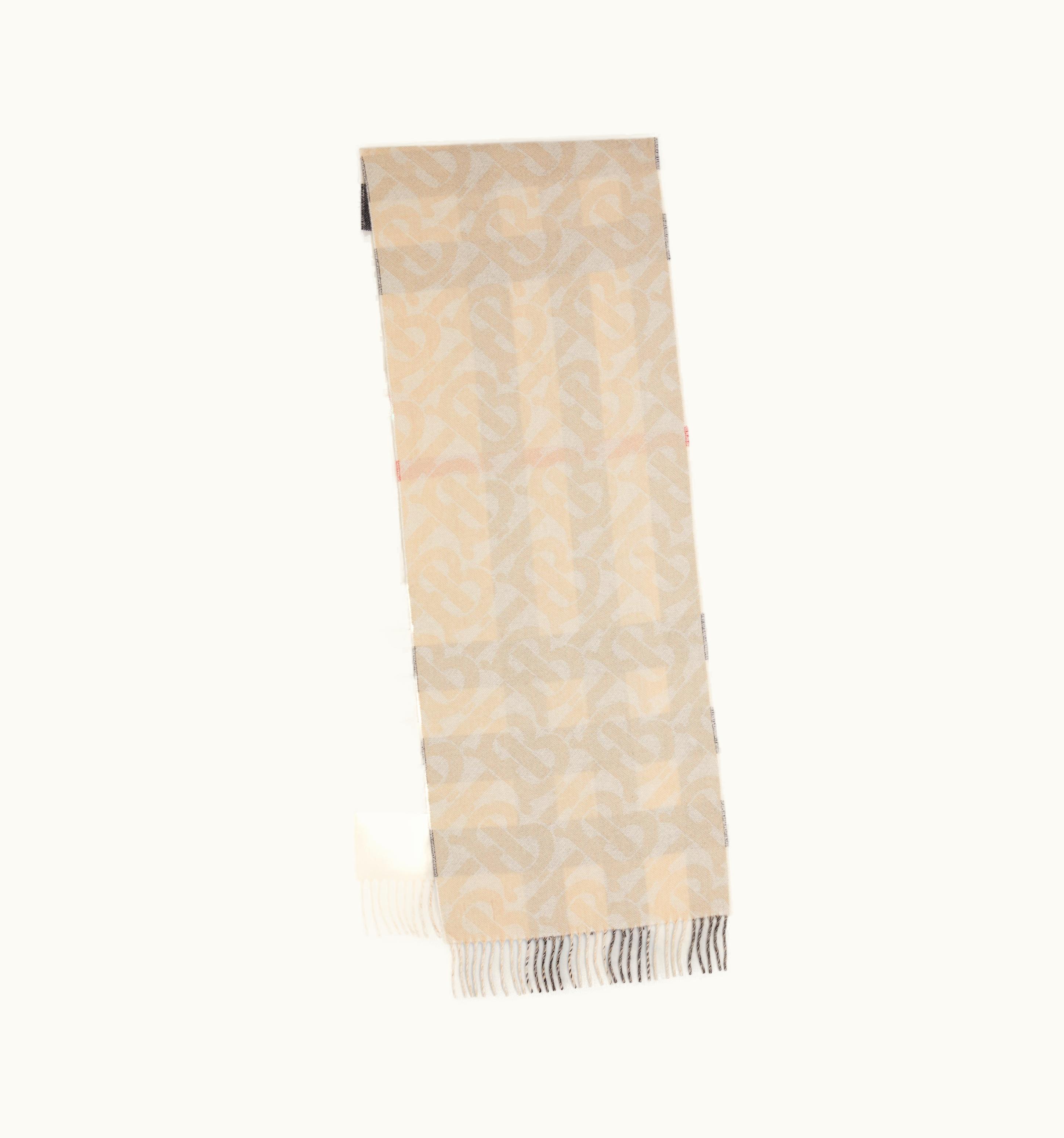 Burberry Burberry Reversible Check And Monogram Cashmere Scarf In Natural White UZ0141572