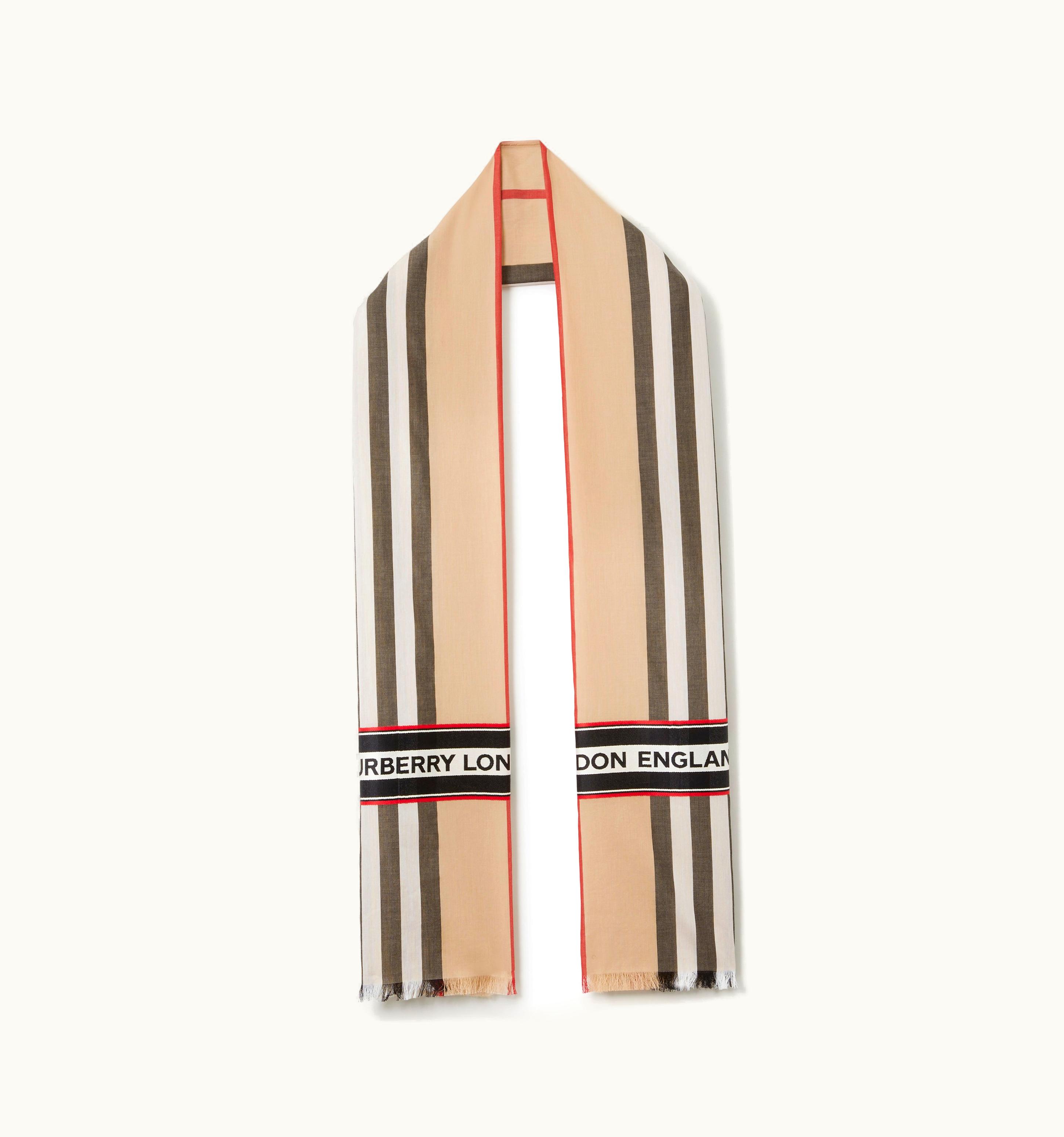 Burberry Burberry Icon Stripe Cotton Silk Jacquard Scarf In Archive Beige UZ0141591