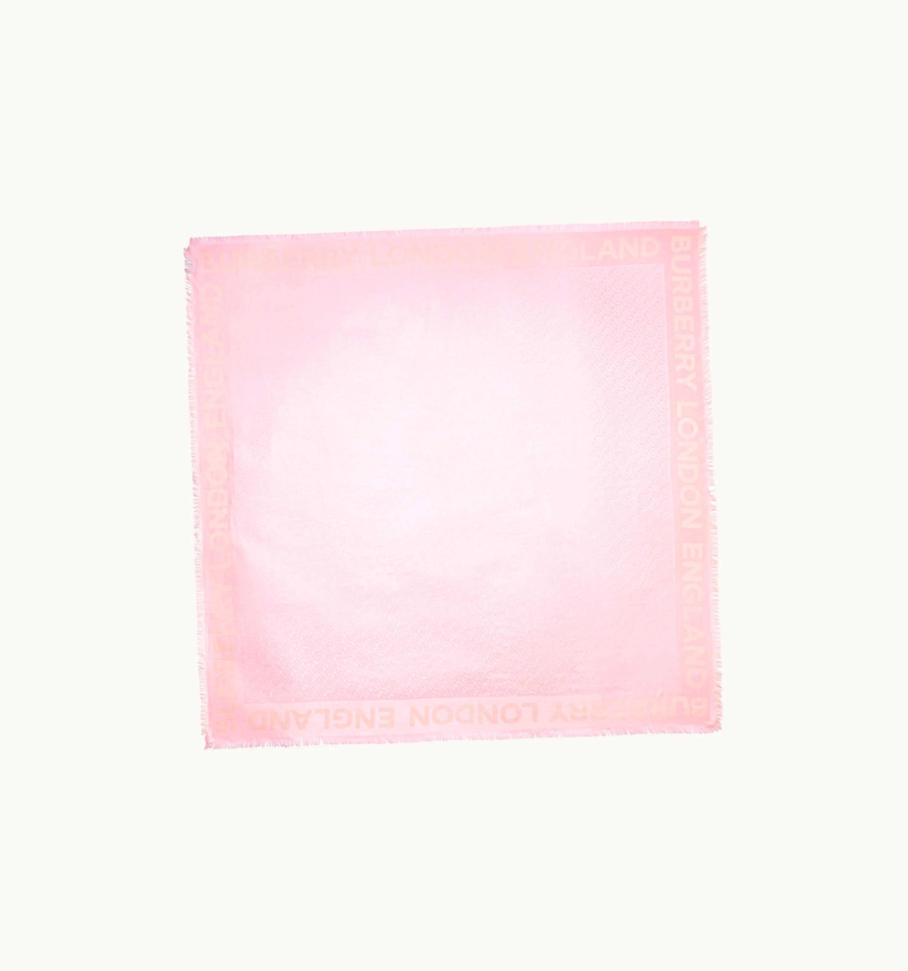 Burberry Burberry Sequinned Monogram Silk Wool Large Square Scarf In Pale Pink UZ0141596