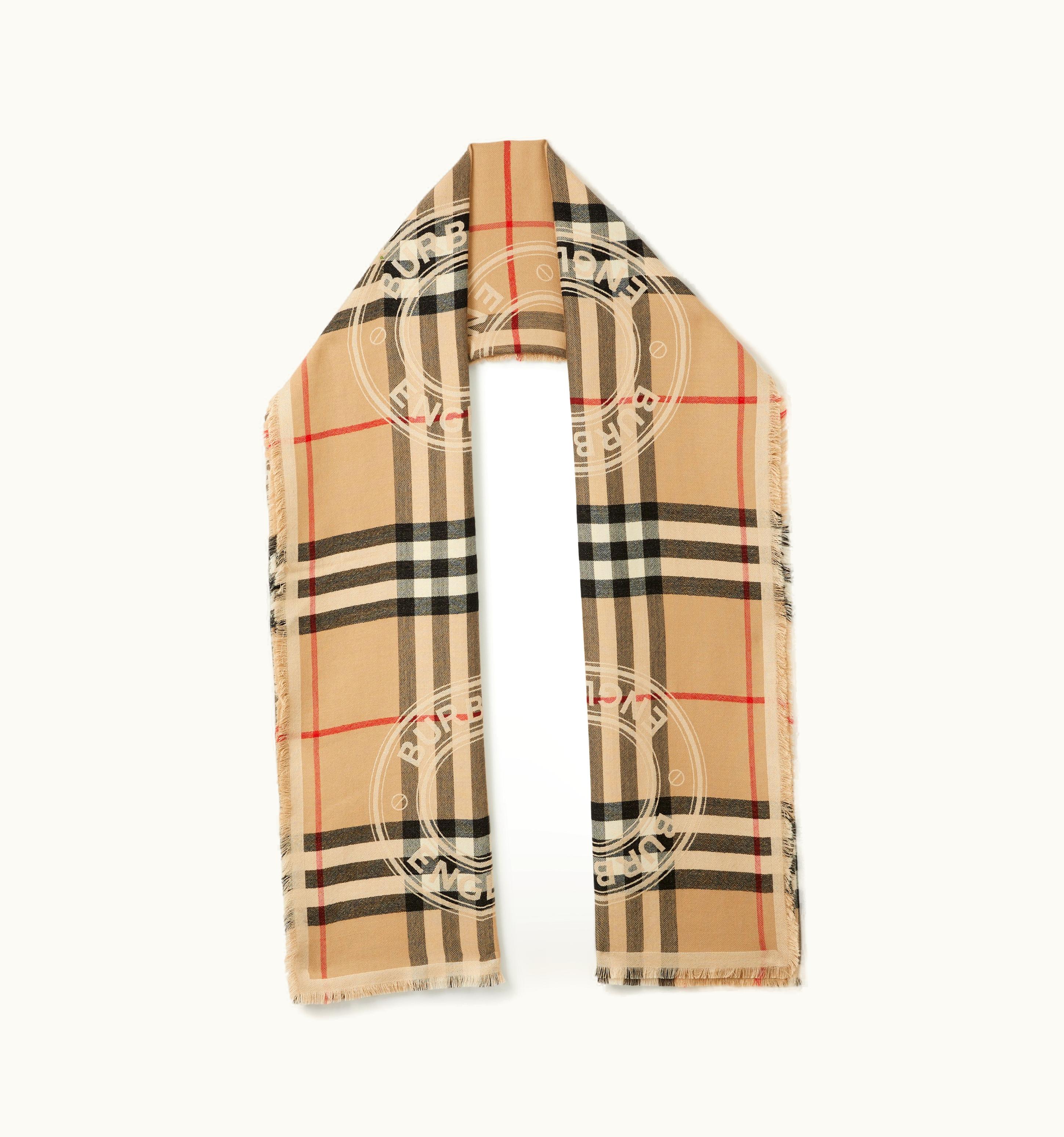 Burberry Burberry Montage Print Silk Cashmere Scarf In Archive Beige UZ0141598
