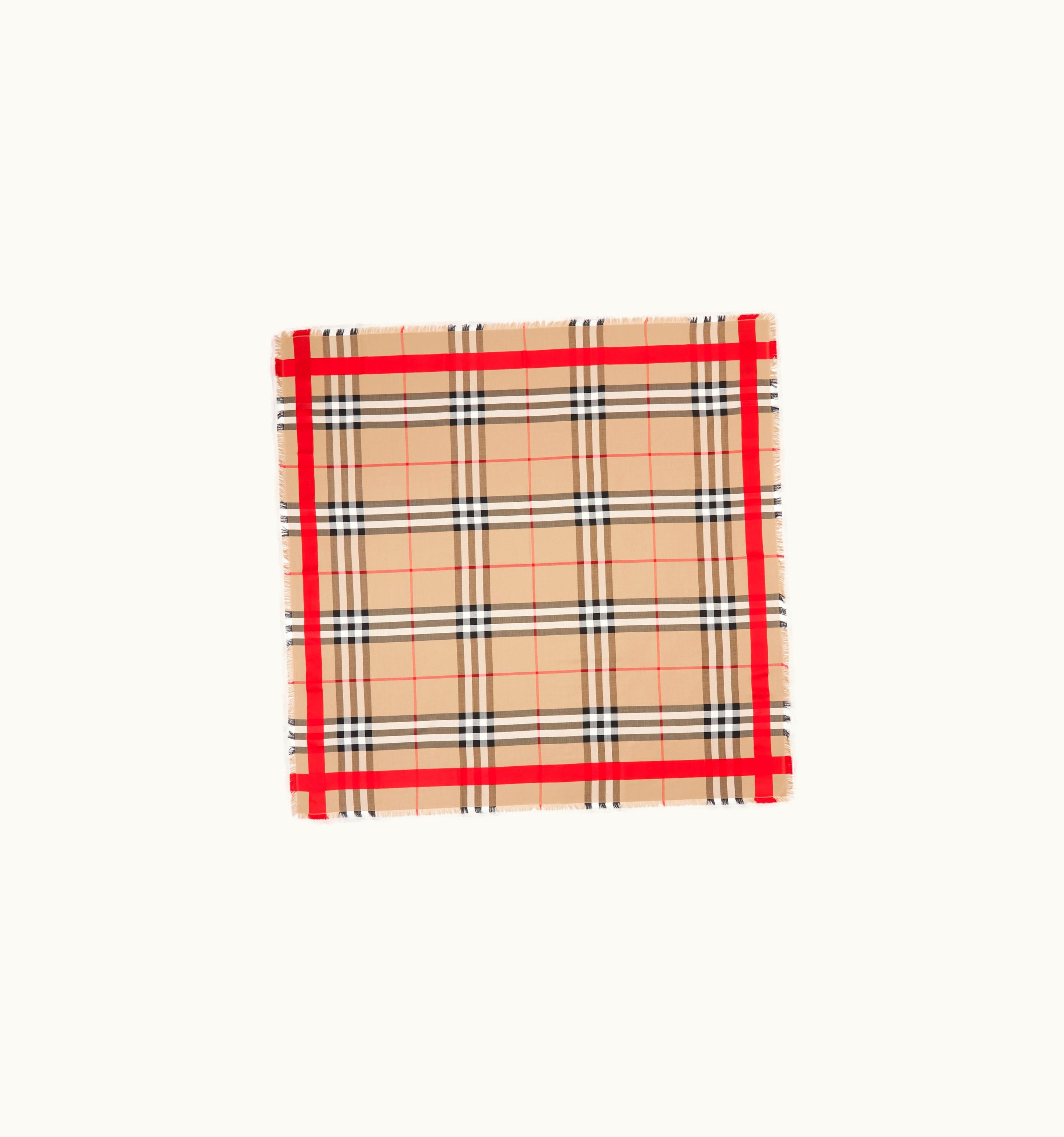 Burberry Burberry Check Silk Wool Large Square Scarf In Archive Beige UZ0141599