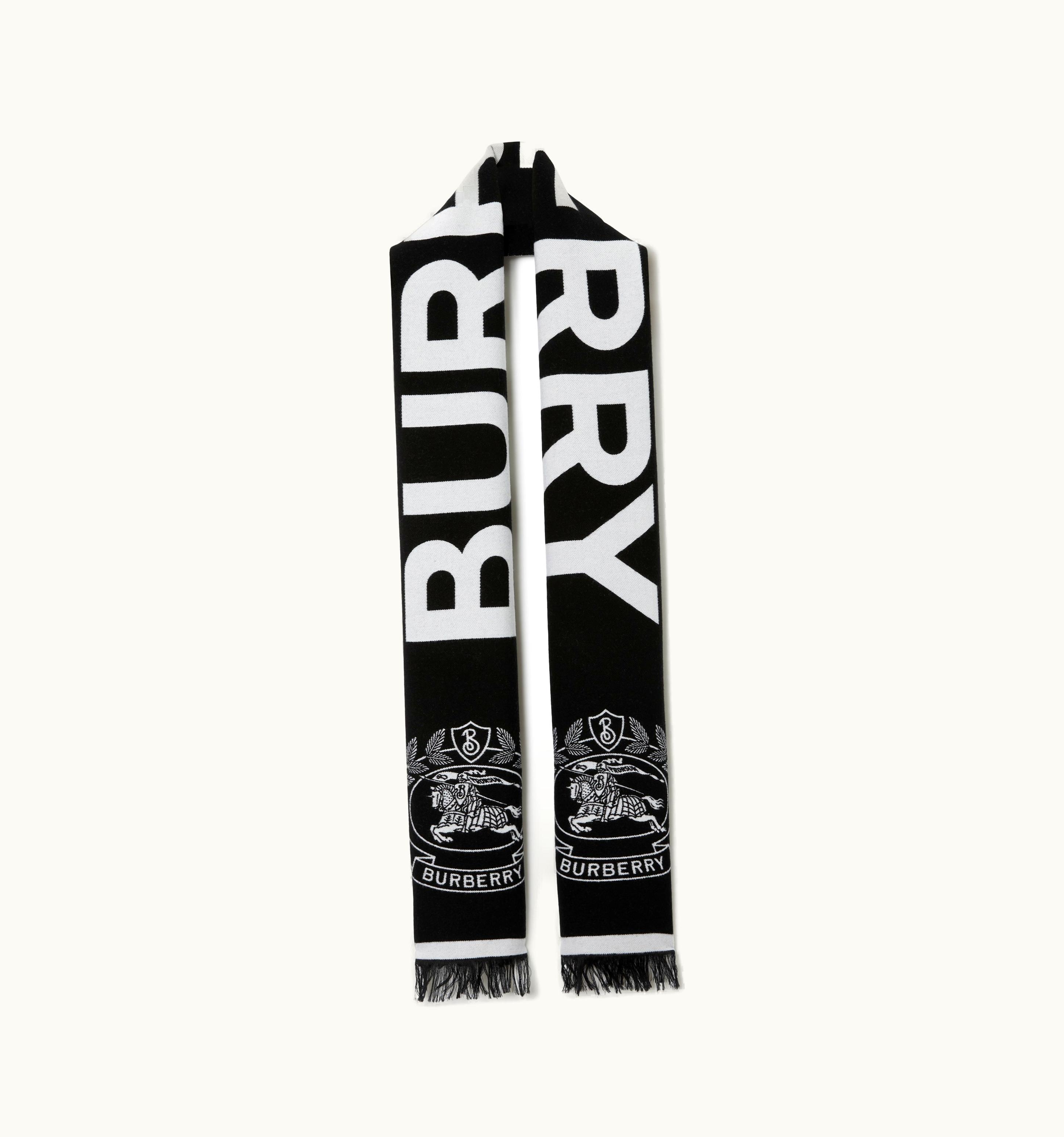 Burberry Burberry Logo And Ekd Wool Silk Jacquard Scarf In Monochrome UZ0141606