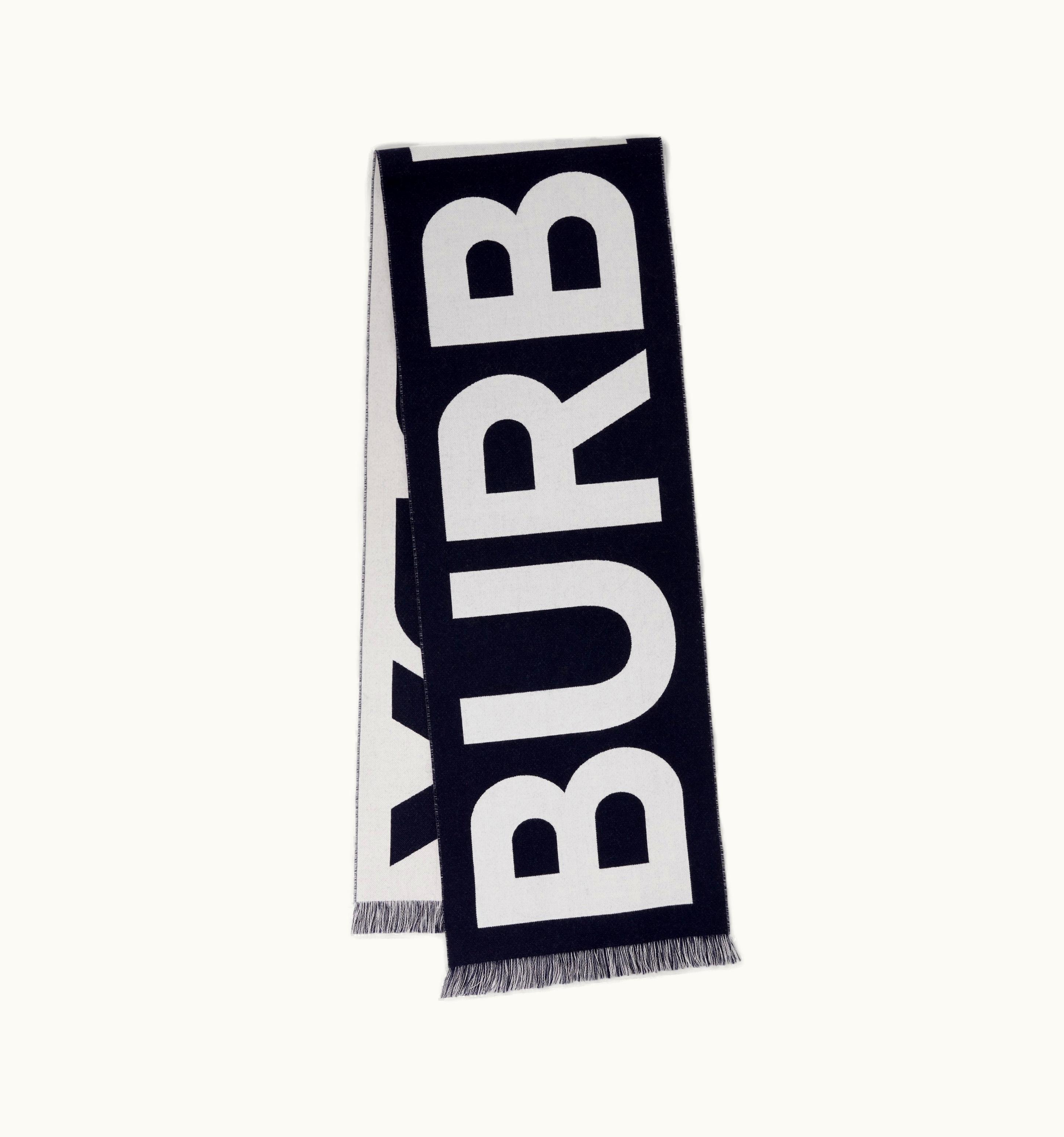 Burberry Burberry Logo Wool Jacquard Scarf In Dark Charcoal Blue UZ0141612