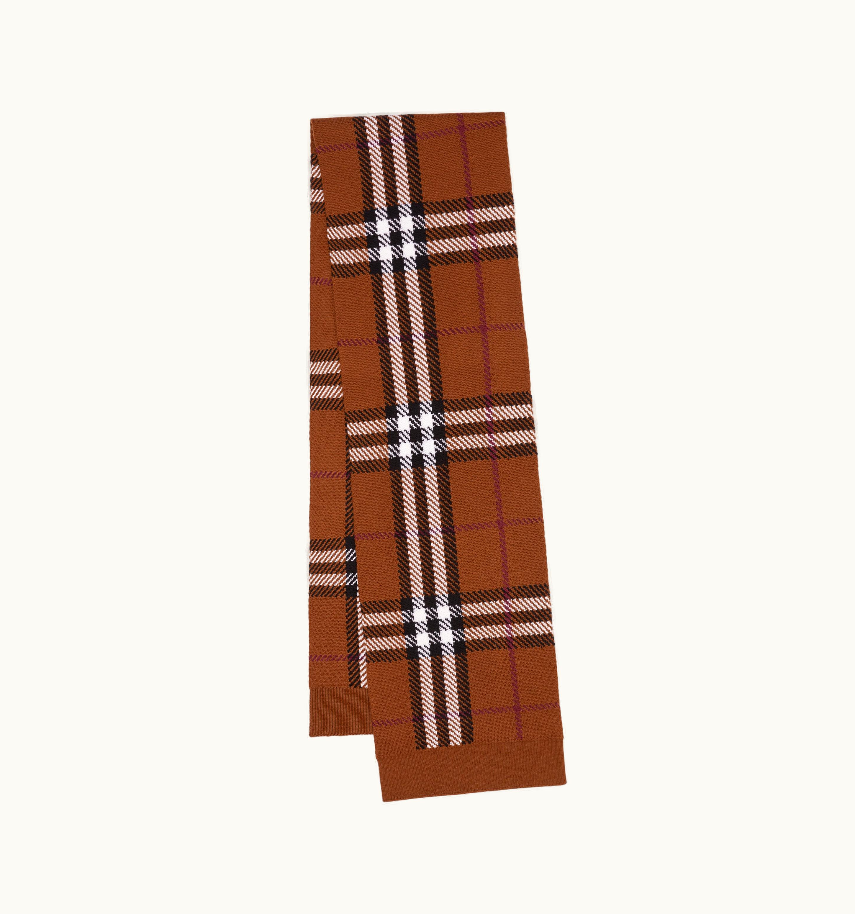 Burberry Burberry Check Wool Blend Knitted Scarf In Dark Birch Brown UZ0141613