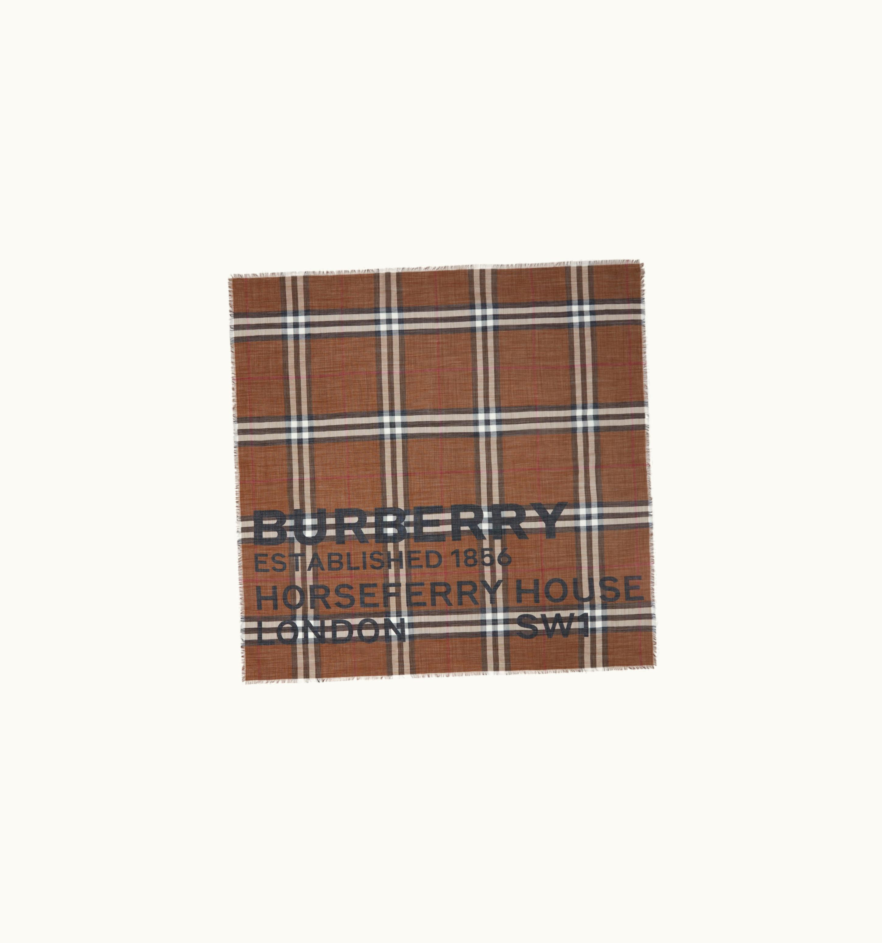 Burberry Burberry Montage Print Wool Silk Large Square Scarf In Dark Birch Brown UZ0141615