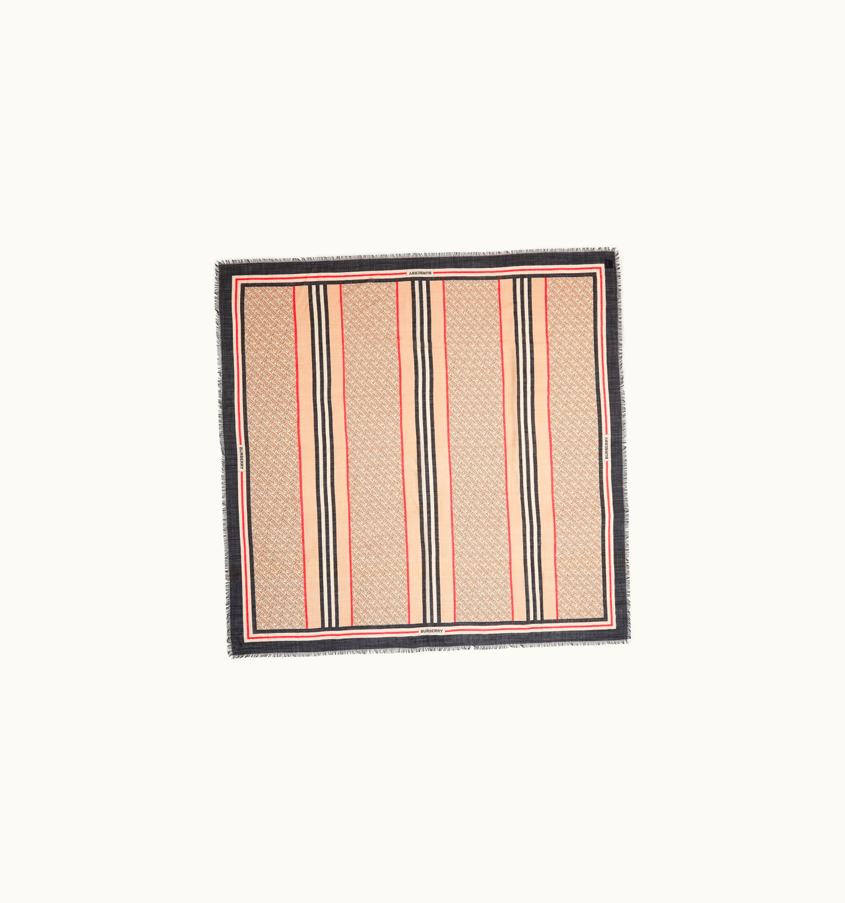 Burberry Burberry Montage Print Wool Silk Square Large Scarf In Archive Beige UZ0141618