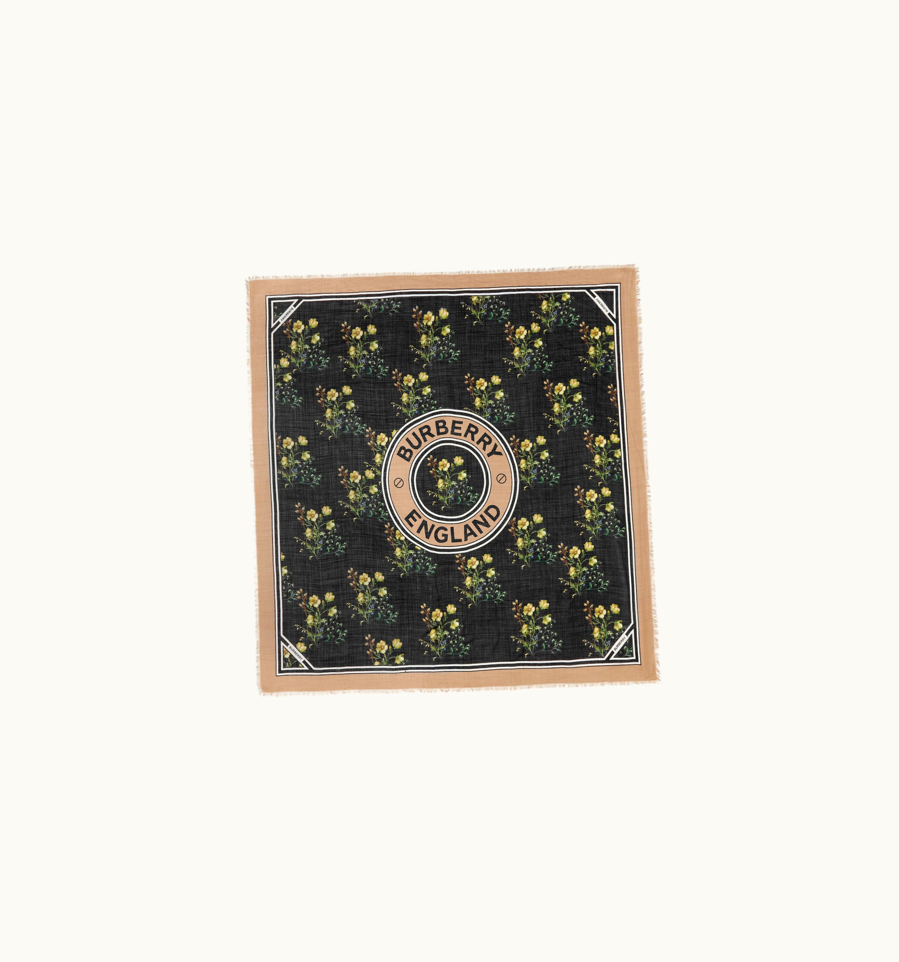 Burberry Montage Print Wool Silk Square Scarf In Black UZ0141629