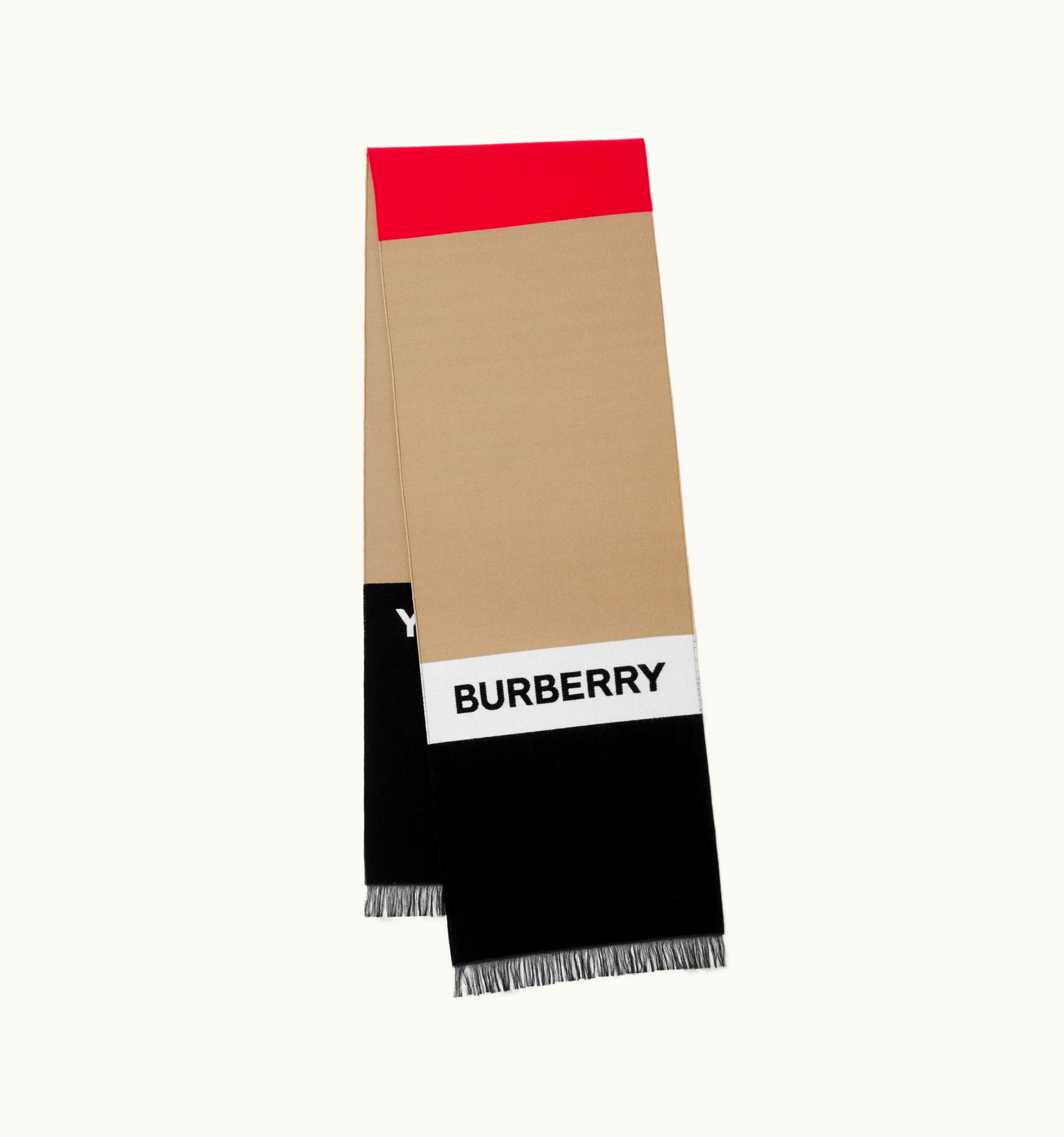 Burberry Logo Wool Silk Jacquard Scarf In Archive Beige UZ0141634
