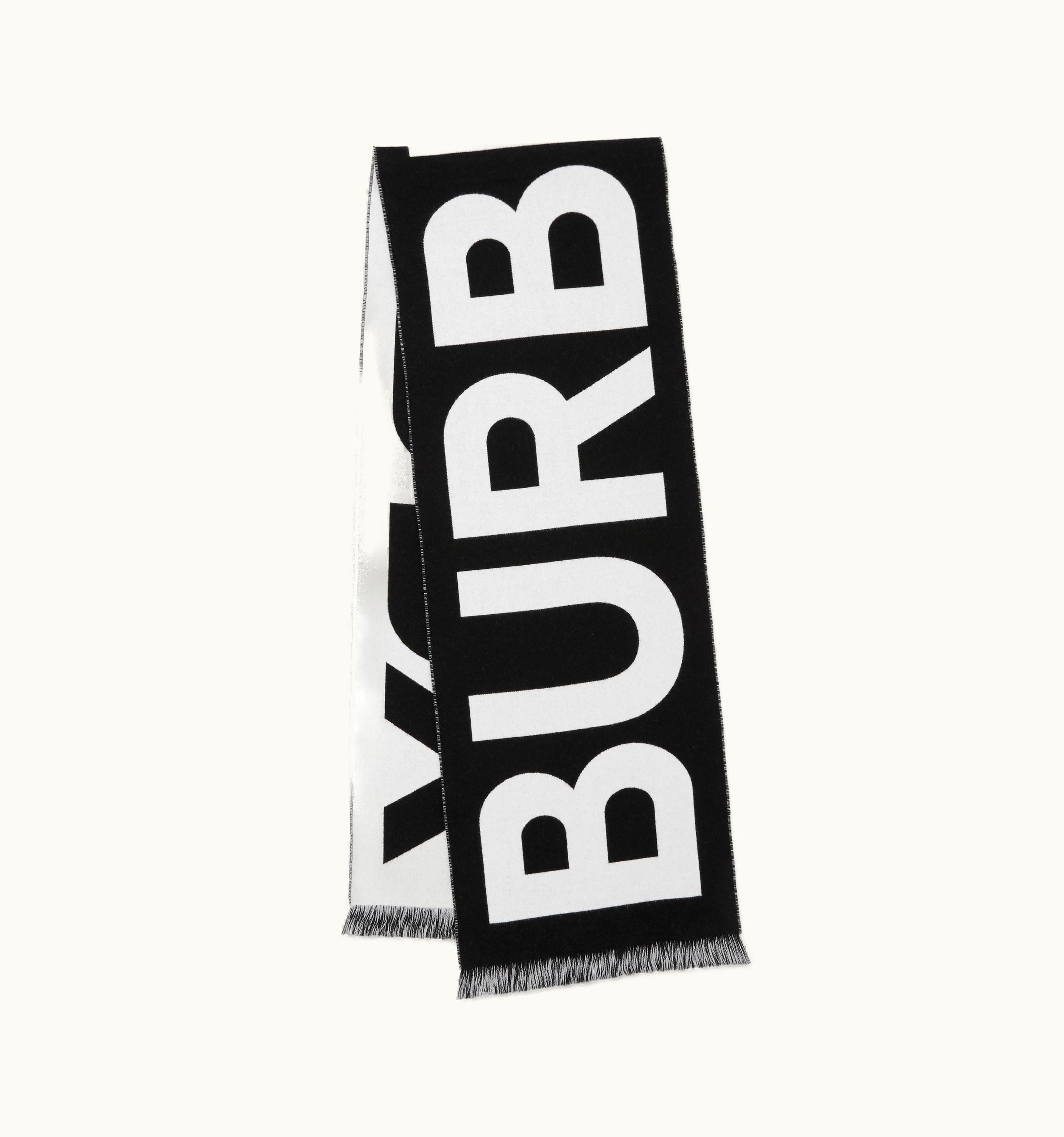 Burberry Logo Wool Jacquard Scarf In Black UZ0141635