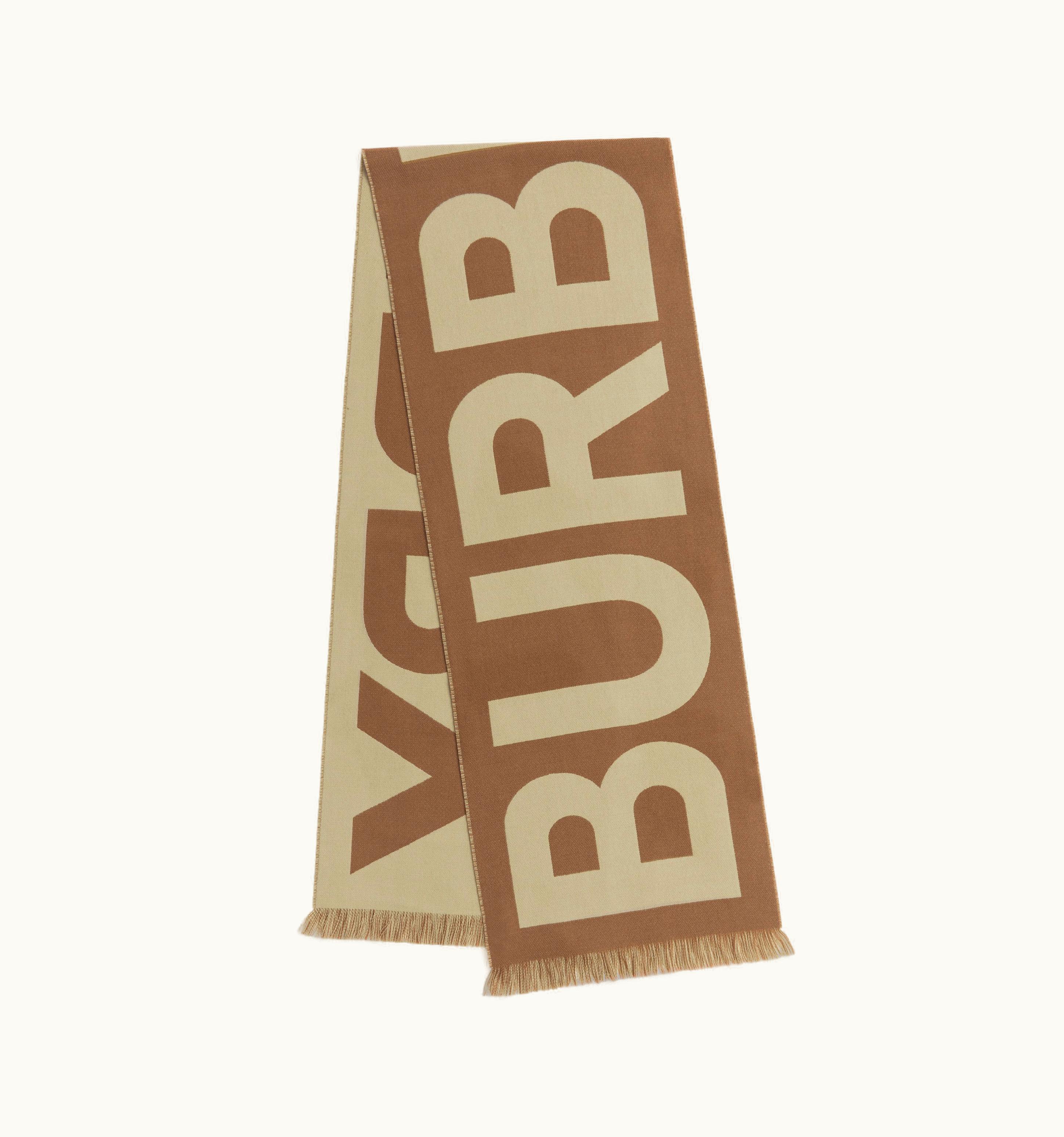 Burberry Logo Wool Jacquard Scarf In Birch Brown UZ0141636
