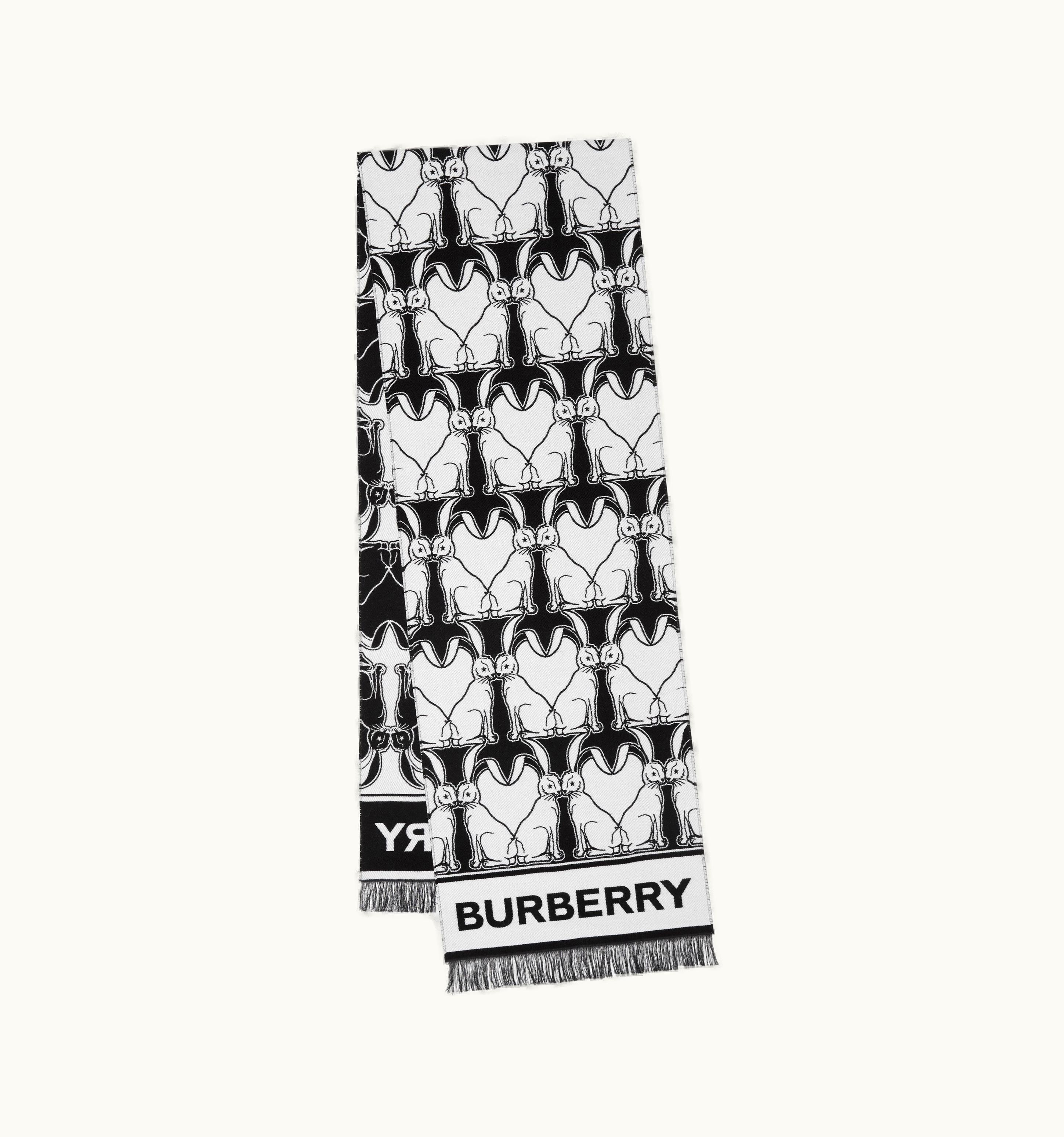 Burberry Rabbit Wool Silk Scarf In Black UZ0141637