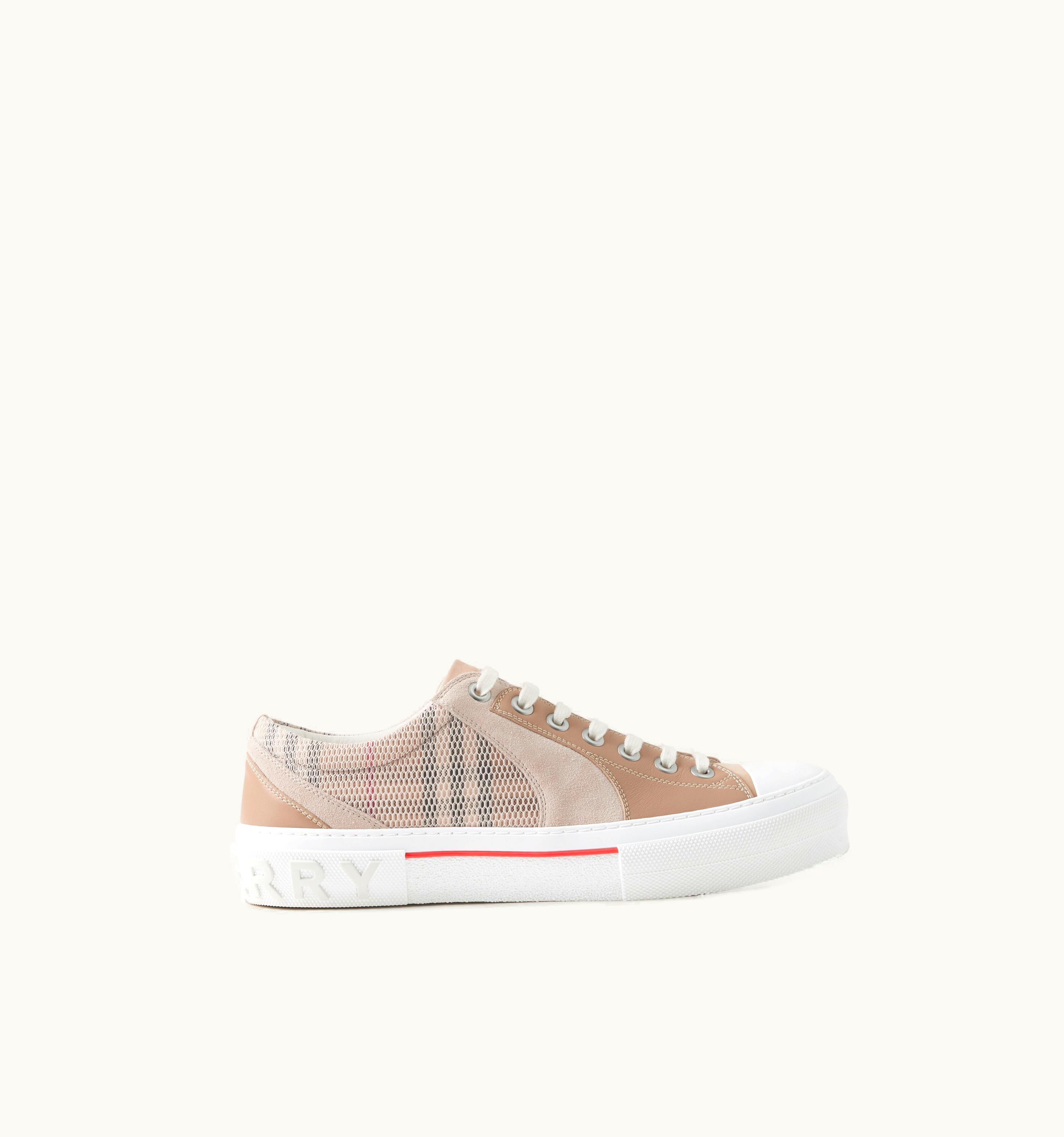 Burberry Vintage Check Mesh, Leather And Suede Sneakers In Beige/Archive Beige - Men UZ0141644