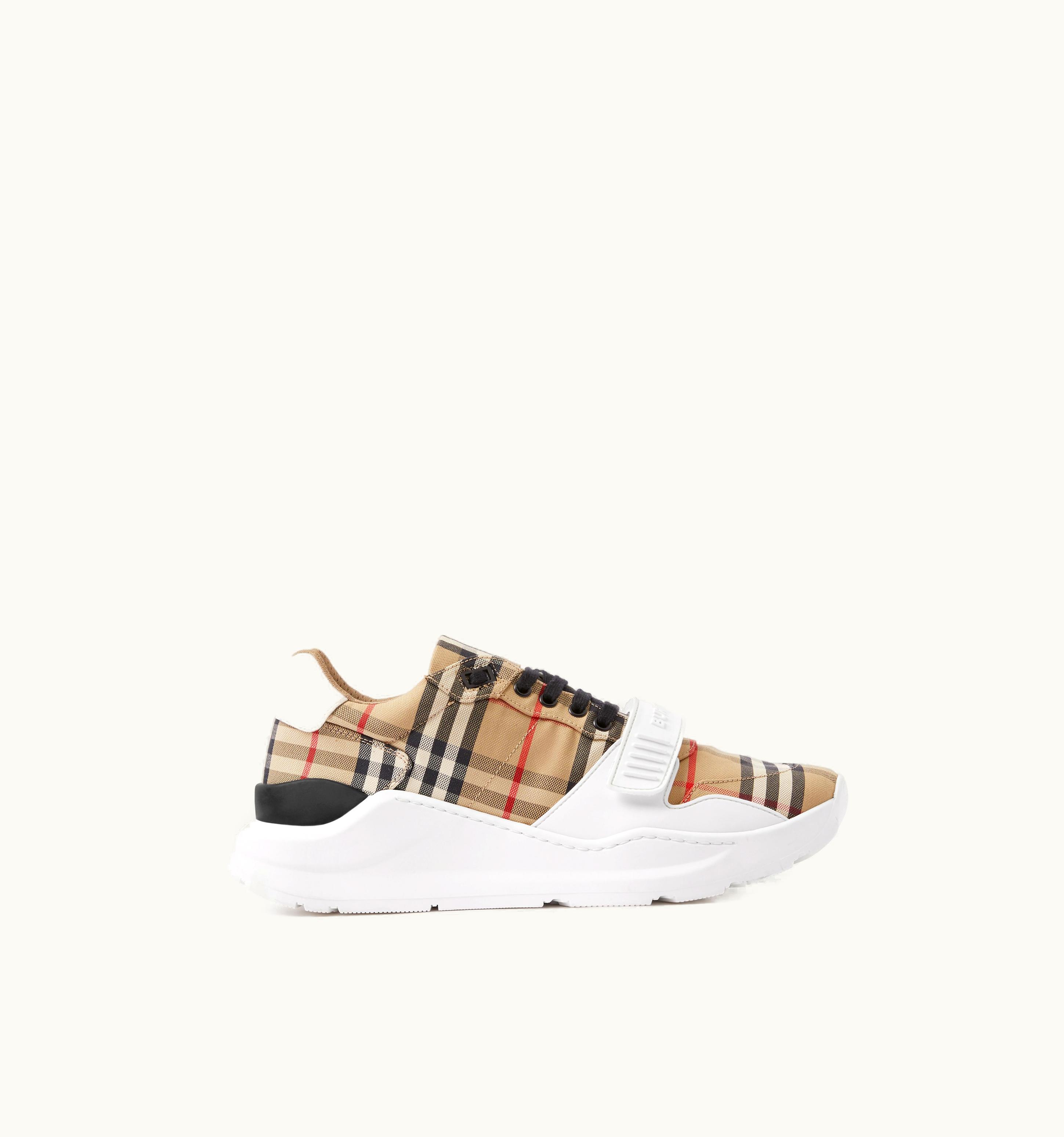Burberry Vintage Check, Suede And Leather Sneakers In Archive Beige - Men
