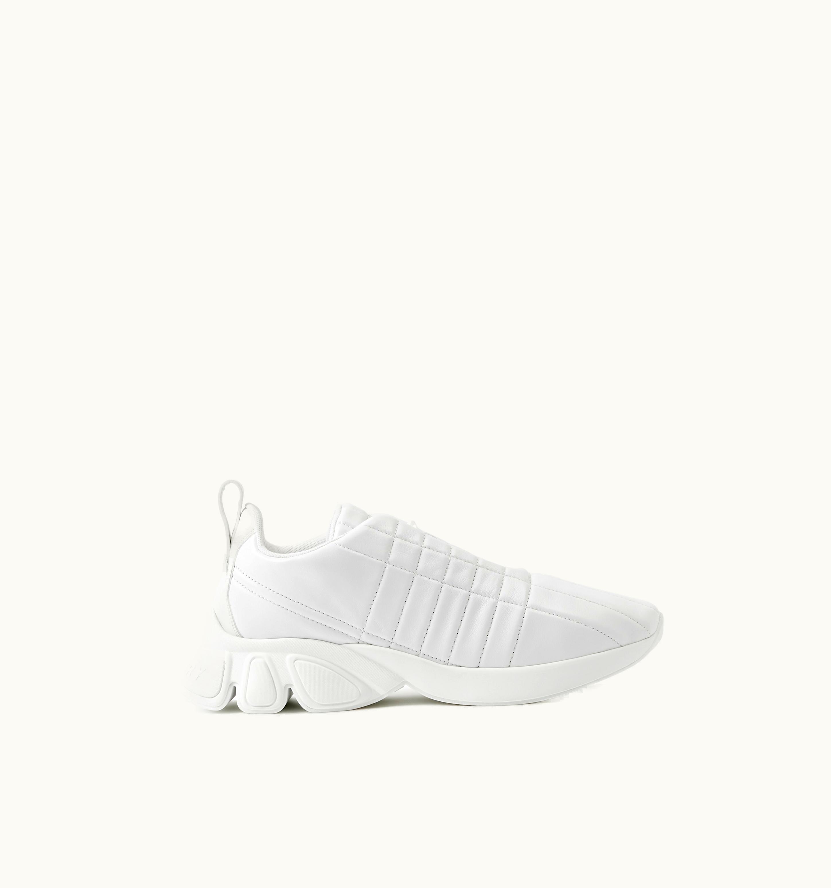 Burberry Quilted Leather Classic Sneakers In Optic White