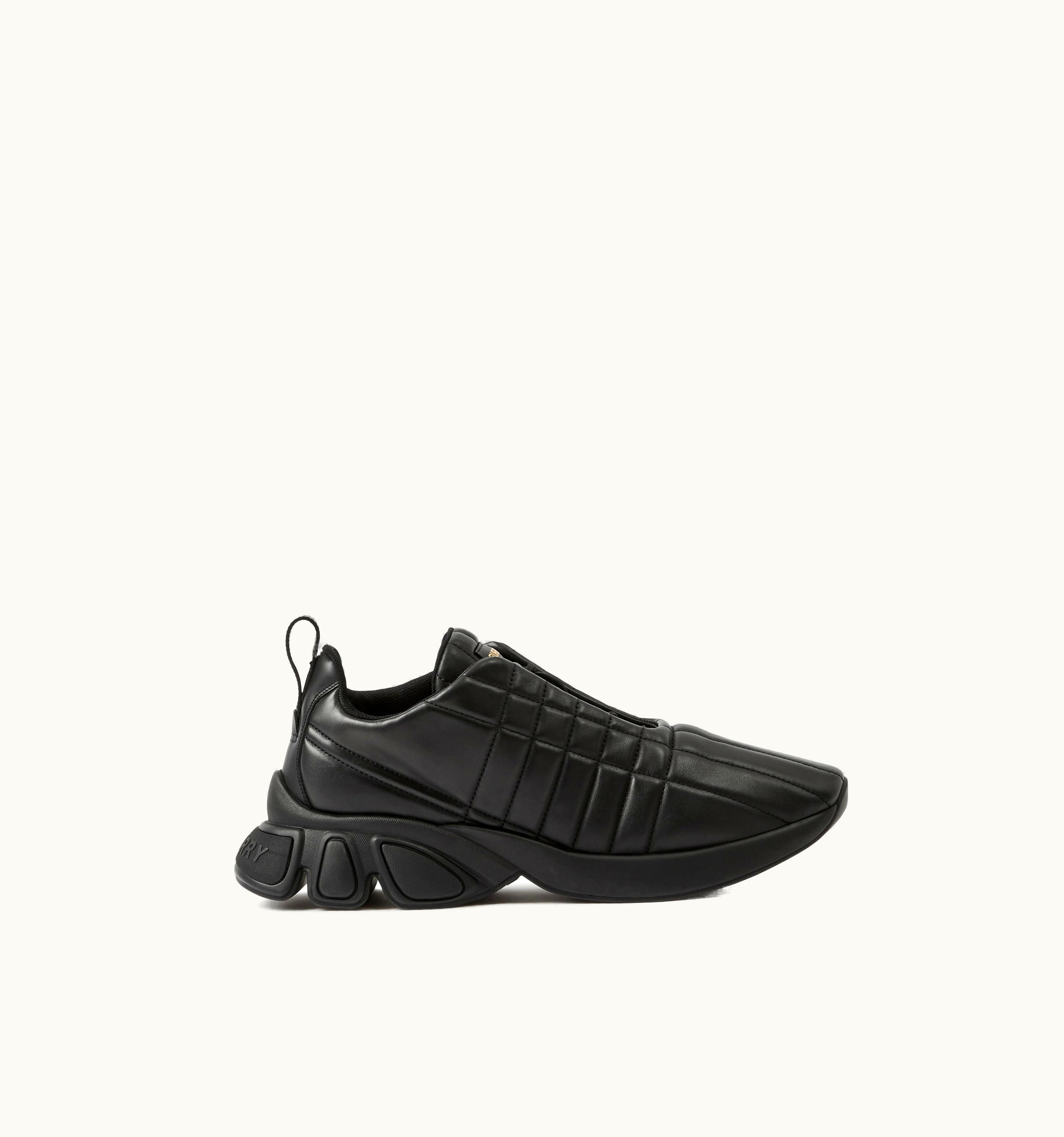 Burberry Quilted Leather Classic Sneakers In Black