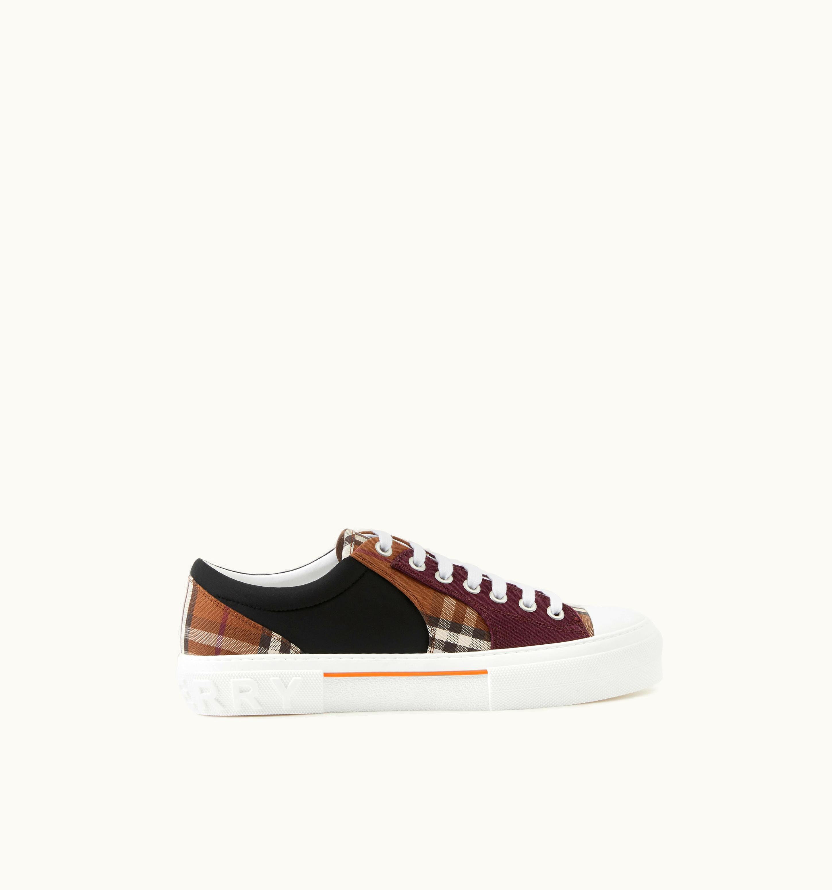 Burberry Vintage Check Cotton And Neoprene Sneakers In Dark Birch Brown - Men