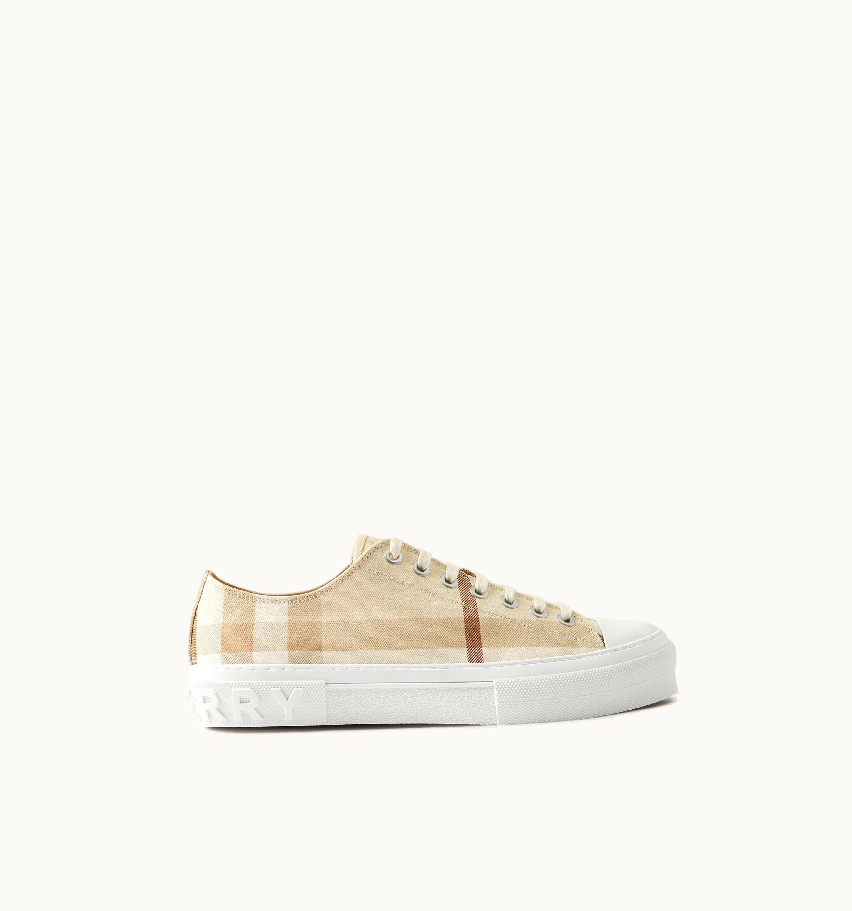 Burberry Check Cotton Sneakers In Soft Fawn - Men UZ0141662
