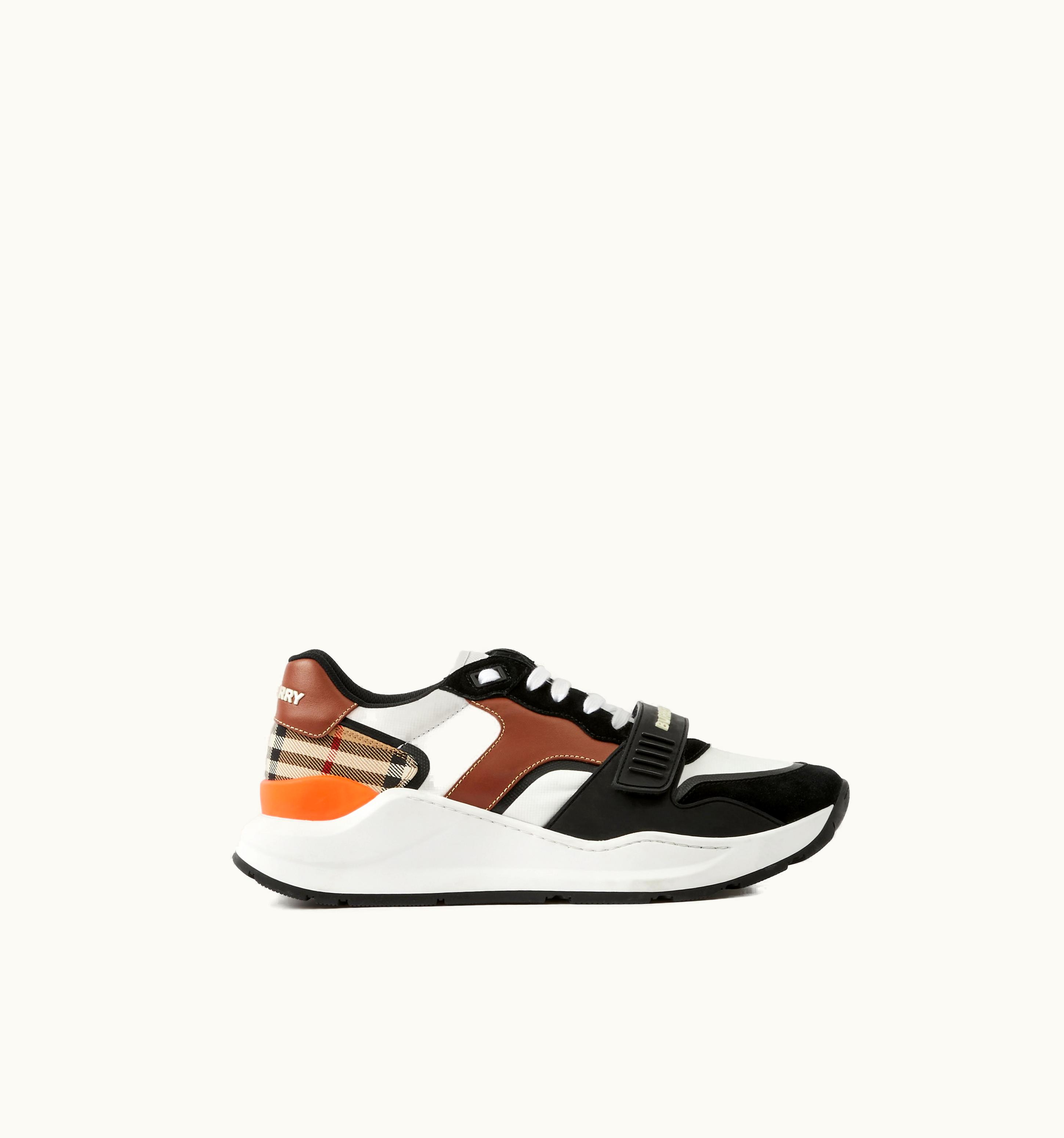 Burberry Leather, Suede And Vintage Check Sneakers In Black/Archive Beige - Men
