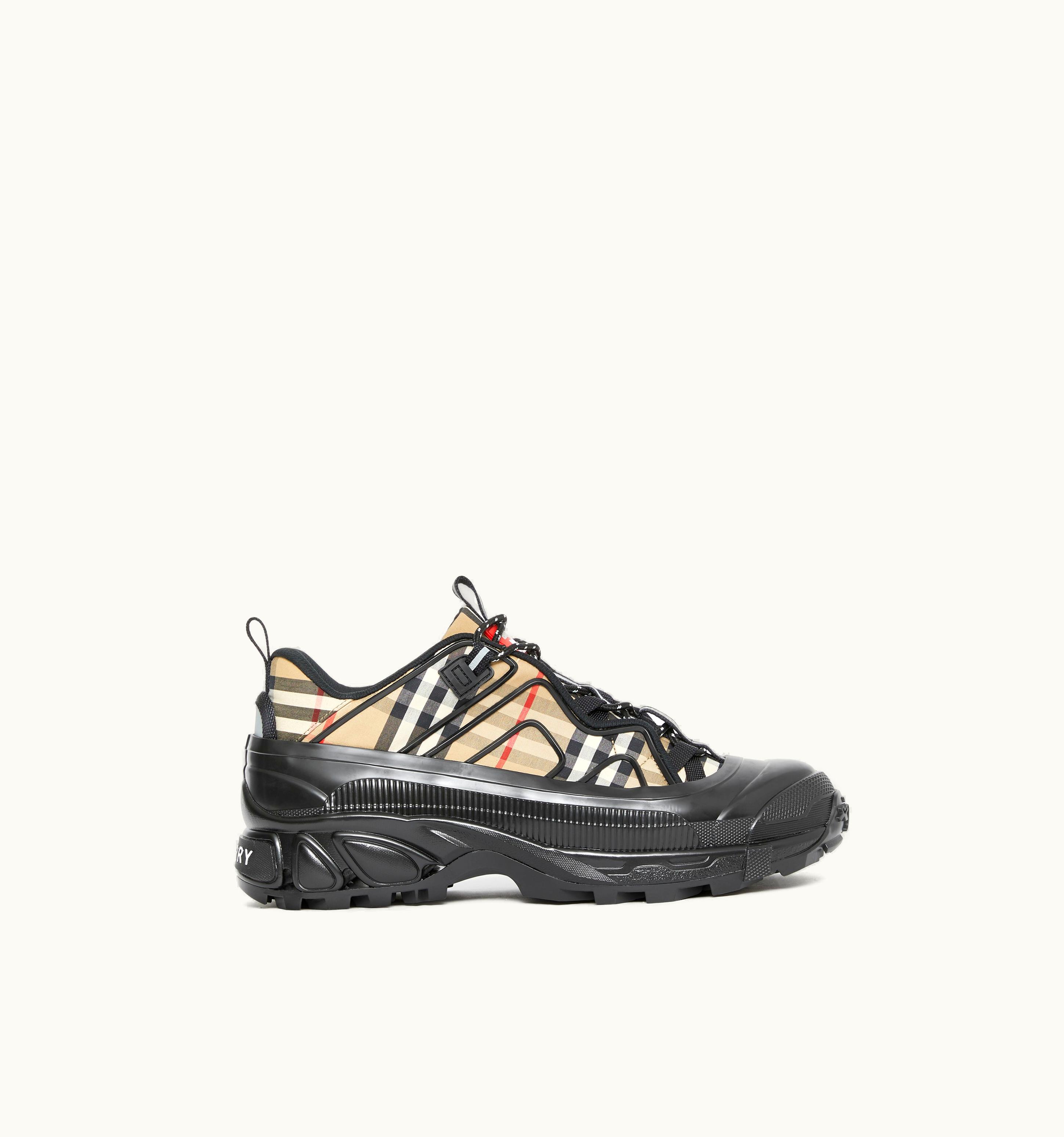 Burberry Vintage Check Cotton Arthur Sneakers In Black/Archive Beige