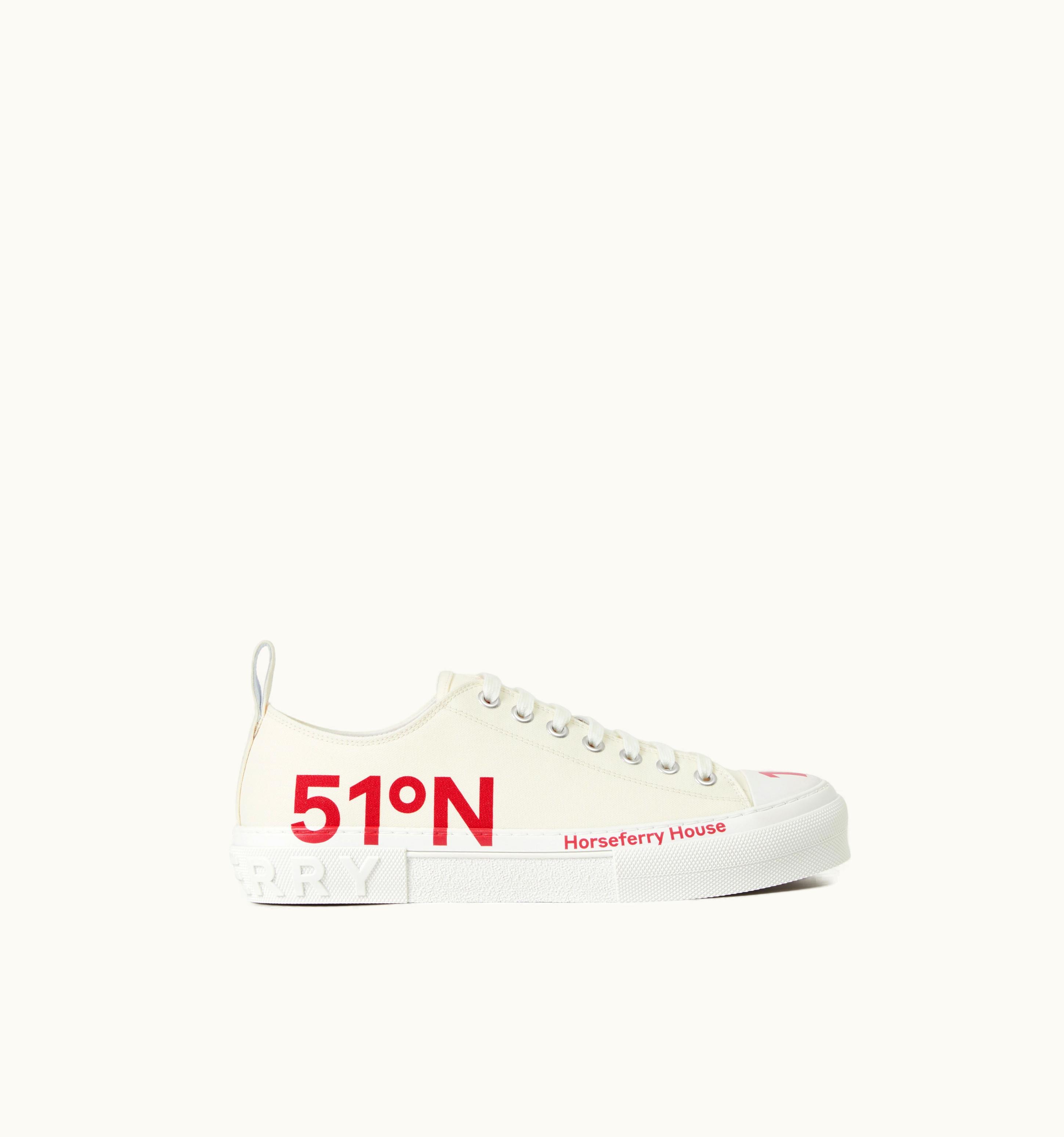 Burberry Coordinates Print Cotton Sneakers In Neutral White - Men
