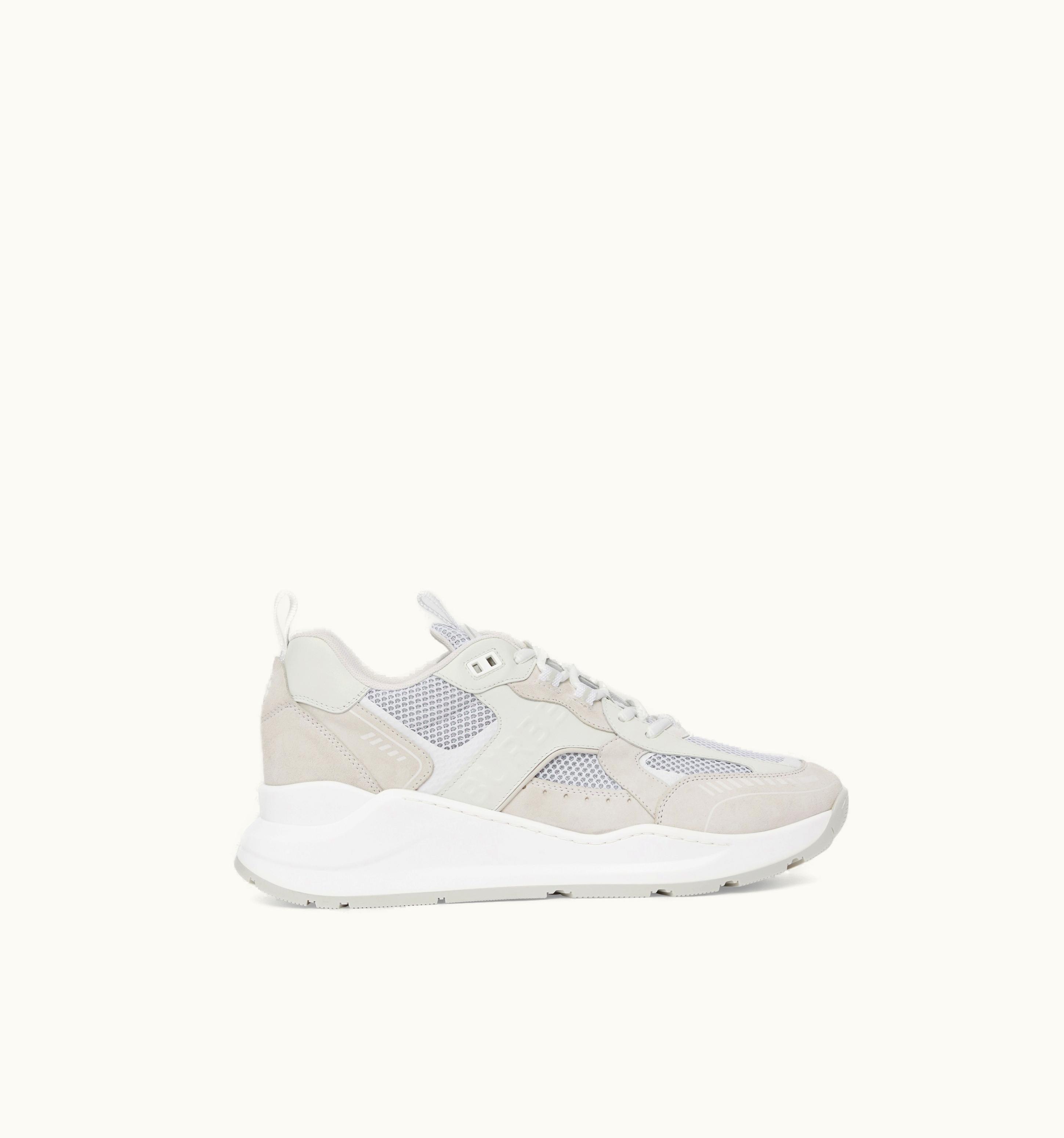 Burberry Logo Print Leather, Suede And Mesh Sneakers In White - Men