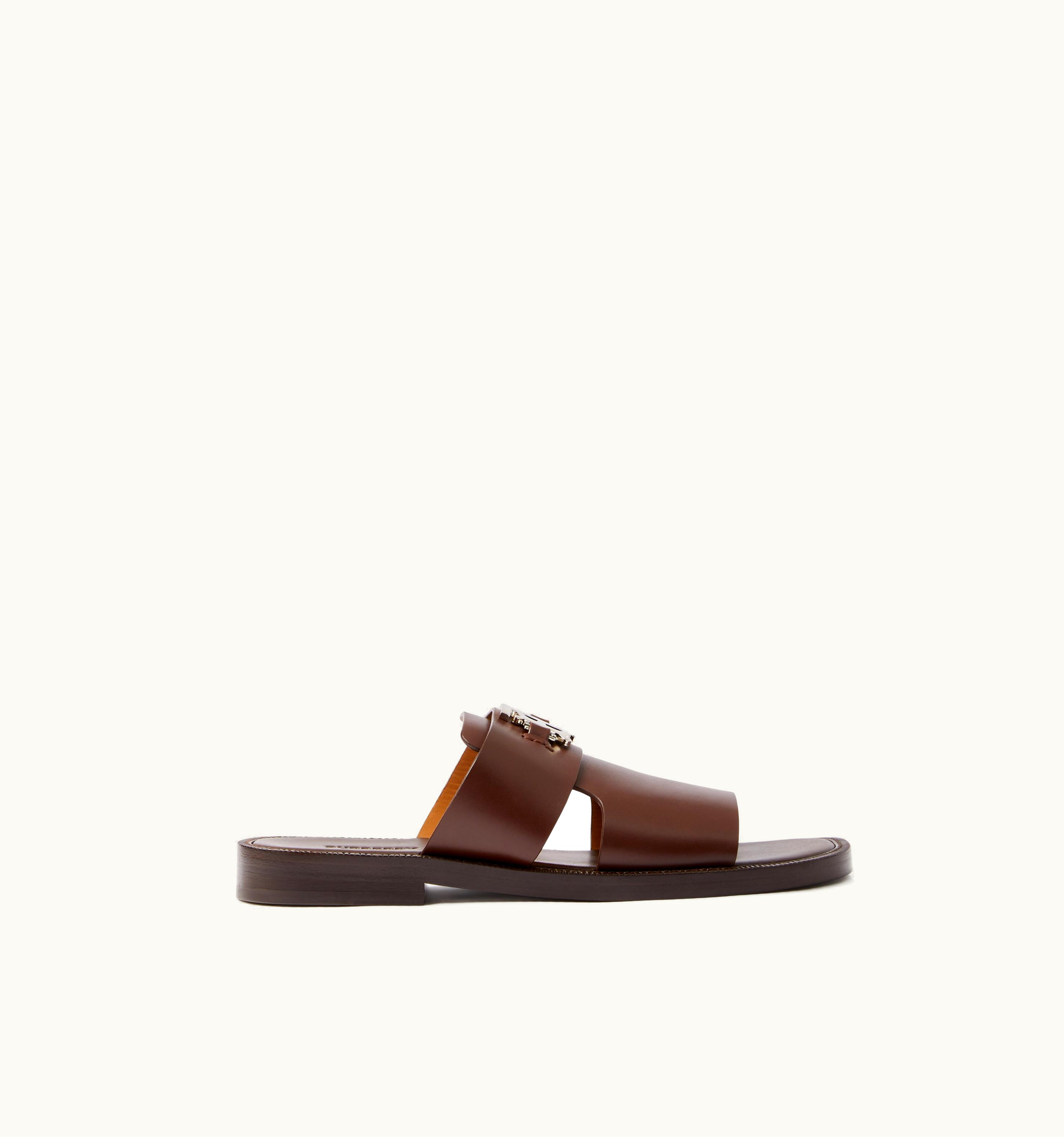 Burberry Monogram Motif Leather Sandals In Black Cherry - Men UZ0141676