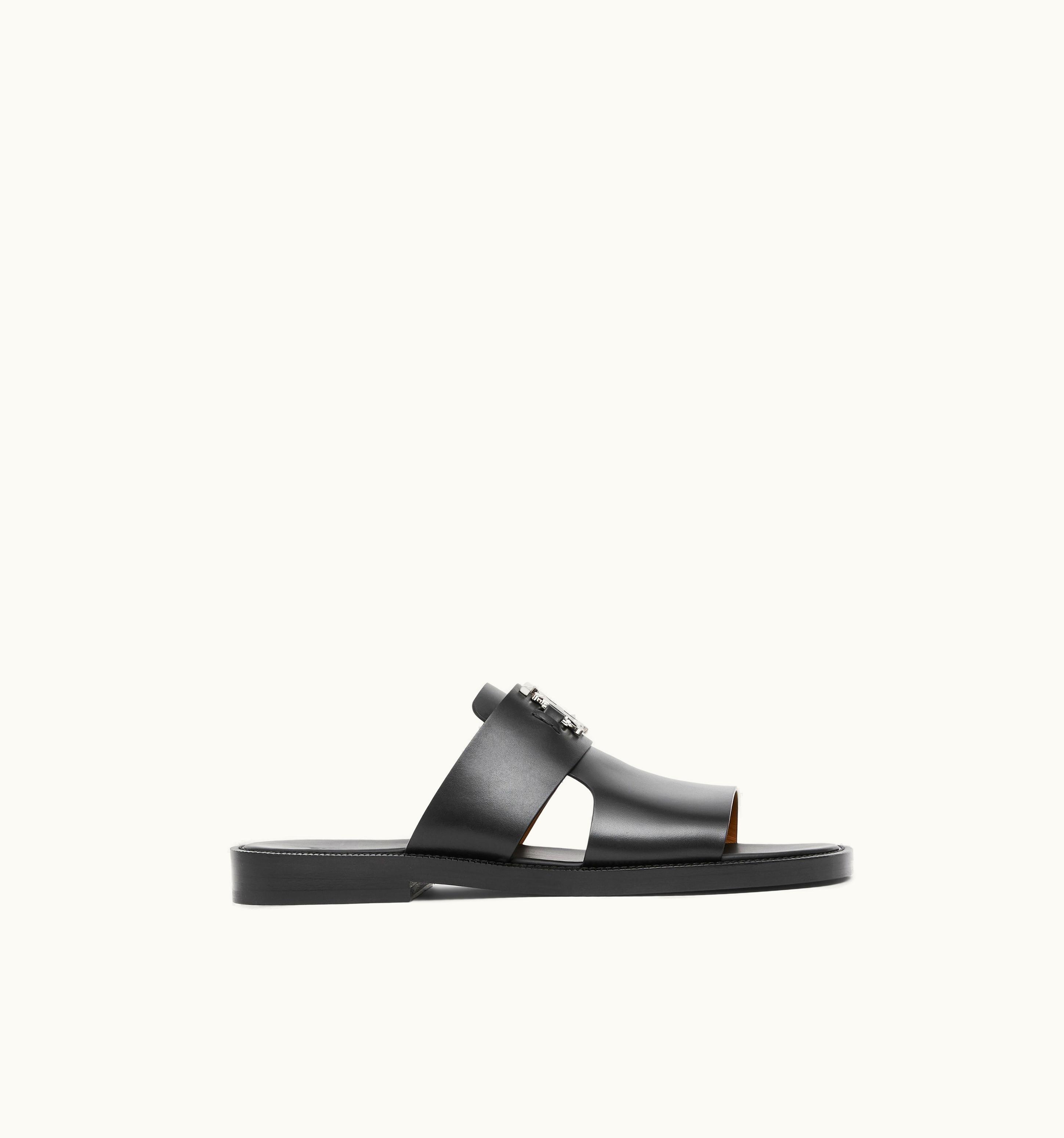 Burberry Monogram Motif Leather Sandals In Black - Men
