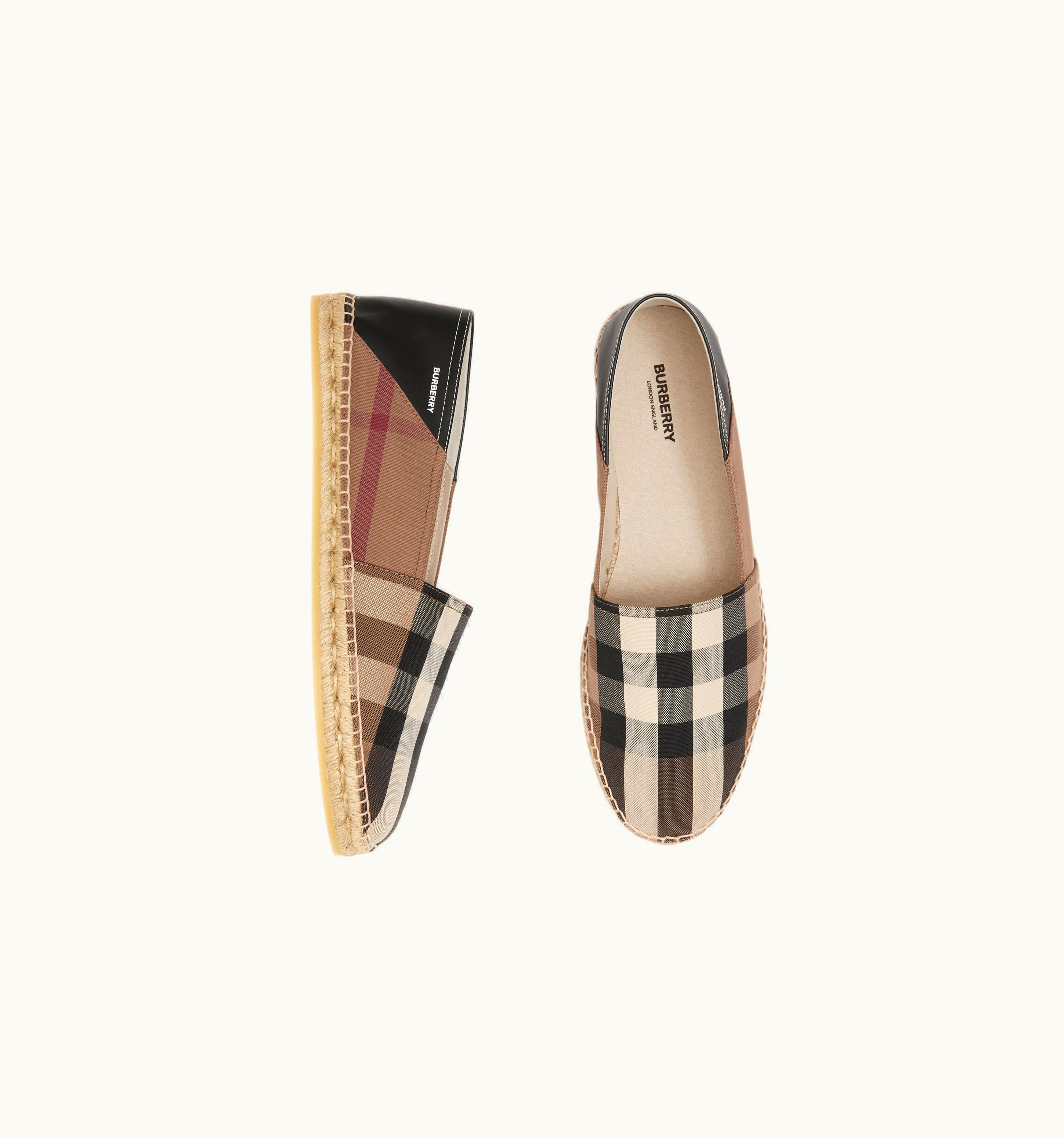 Burberry Exaggerated Check Cotton And Leather Espadrilles In Birch Brown - Men