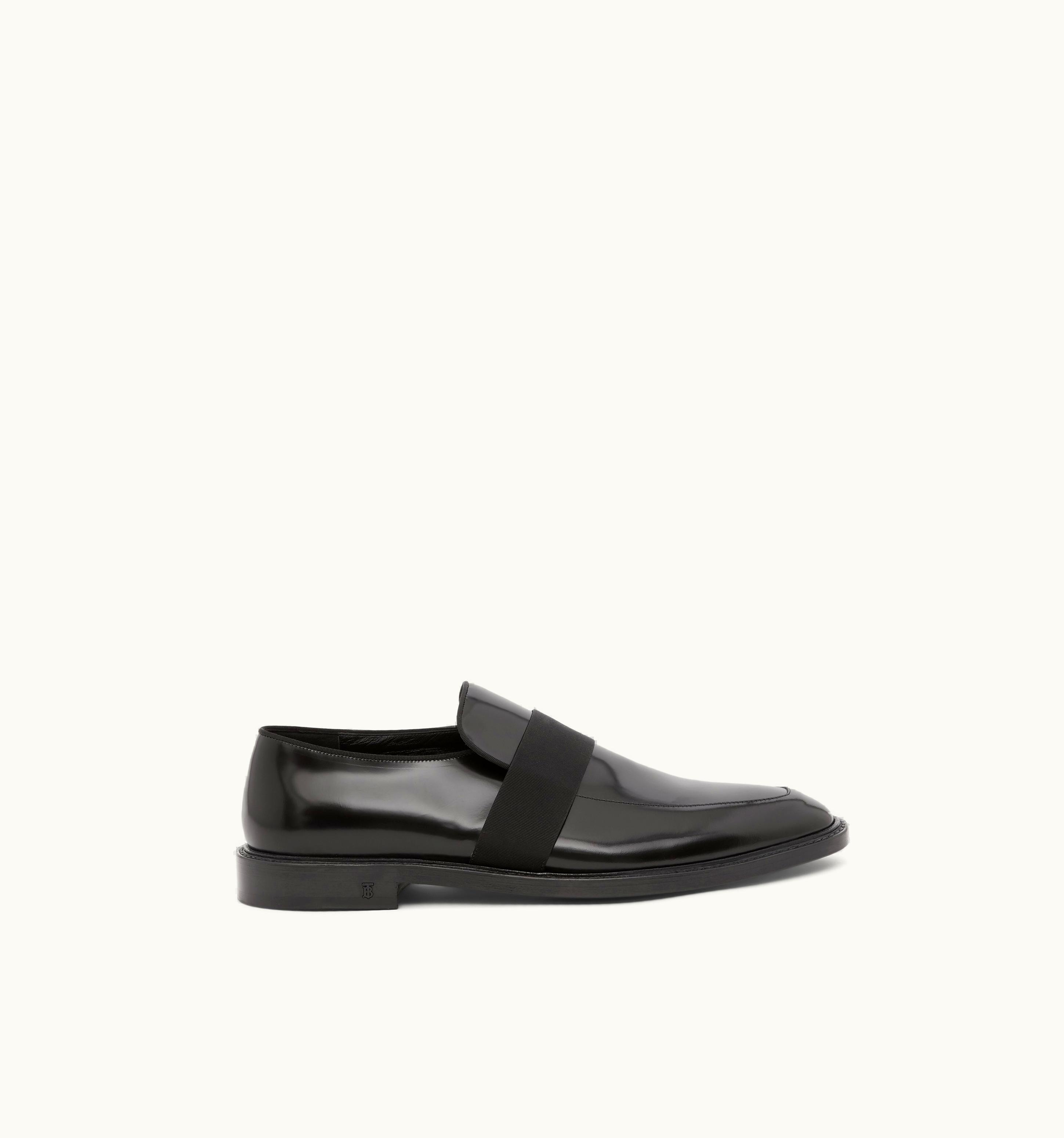 Burberry Ribbon Detail Leather Loafers In Black - Men