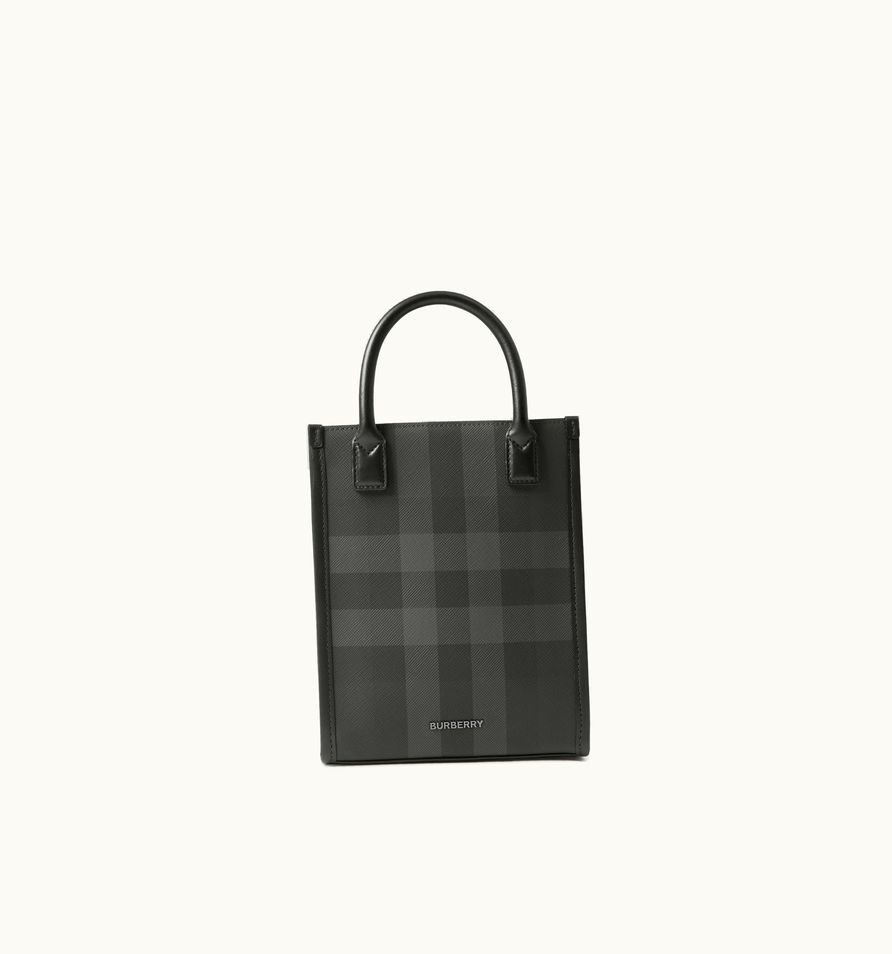 Burberry Mini Vertical Denny Tote In Charcoal - Men