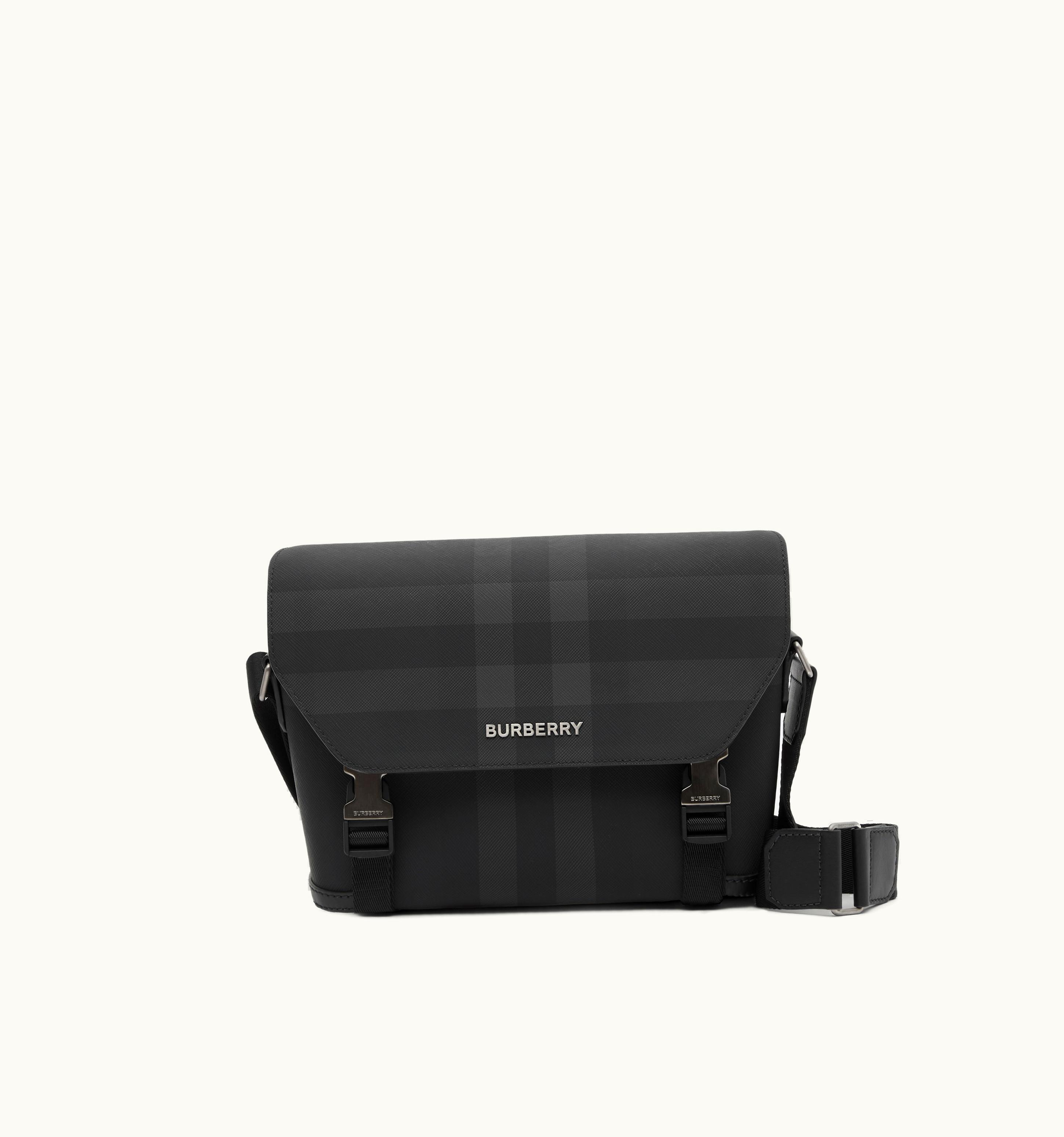 Burberry Charcoal Check Small Wright Messenger Bag - Men