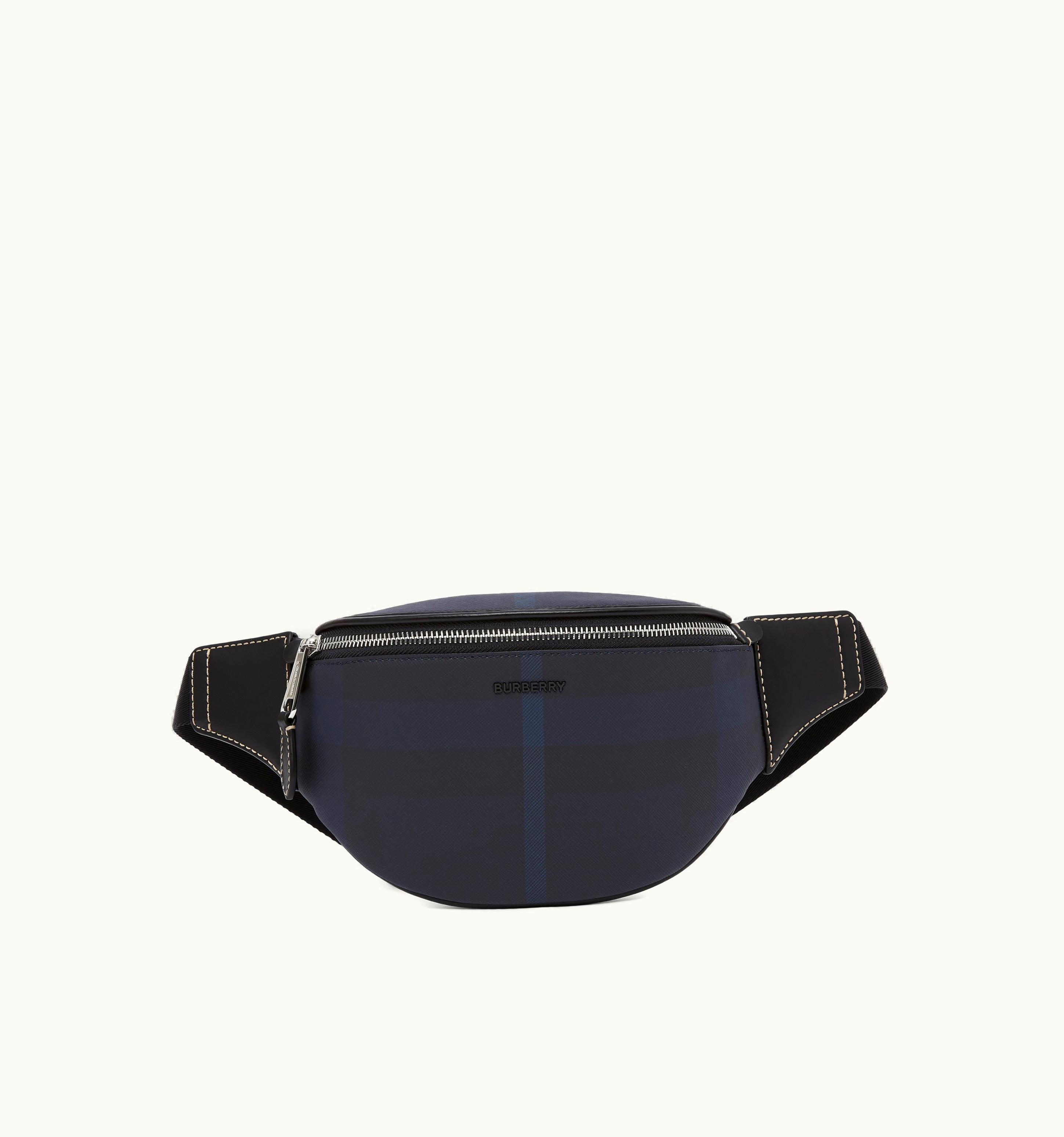 Burberry Exaggerated Check Mini Cason Bag In Navy Blue - Men