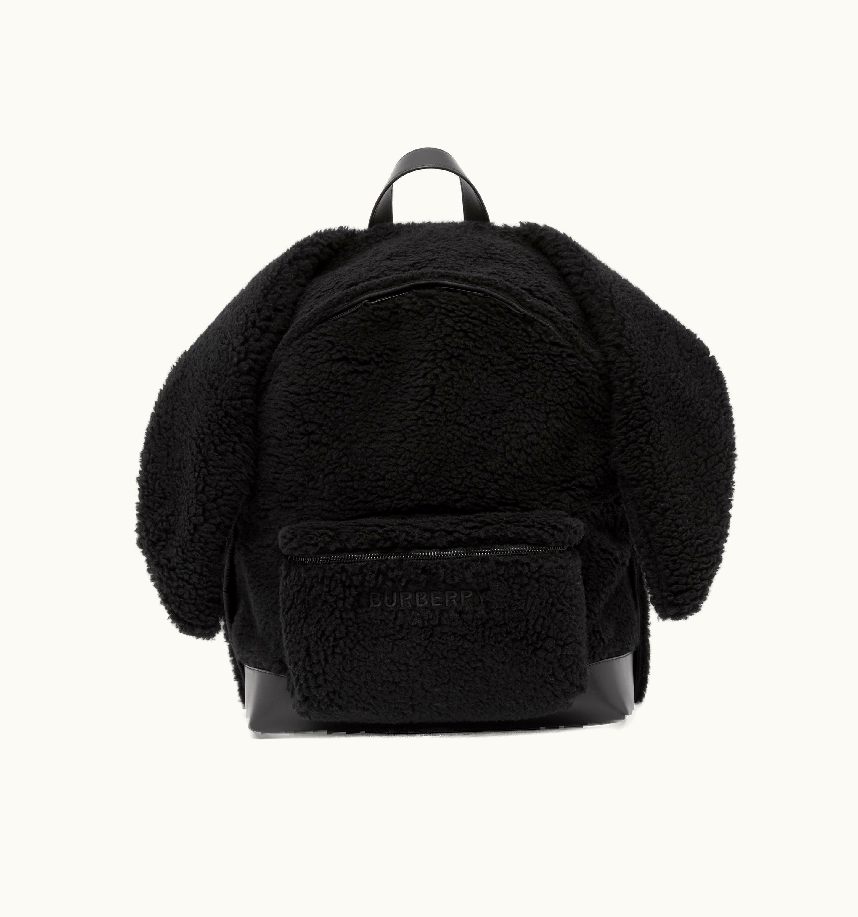 Burberry Rabbit Detail Fleece Backpack In Black