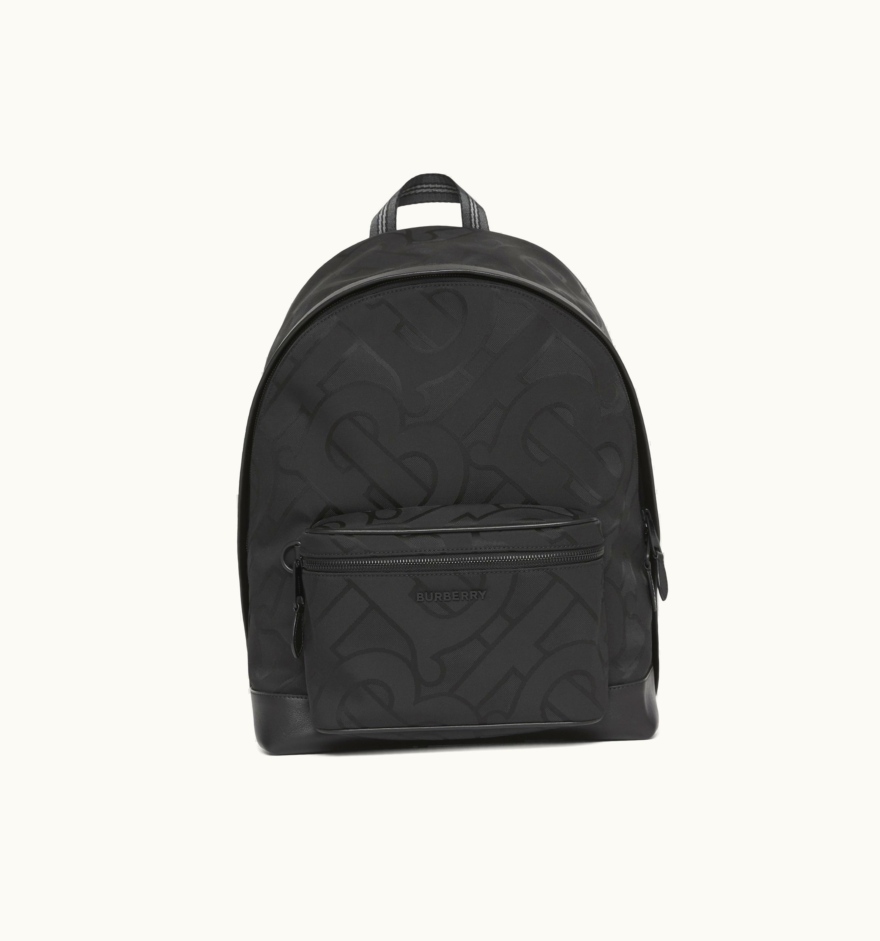 Burberry Monogram Jacquard Backpack In Black - Men
