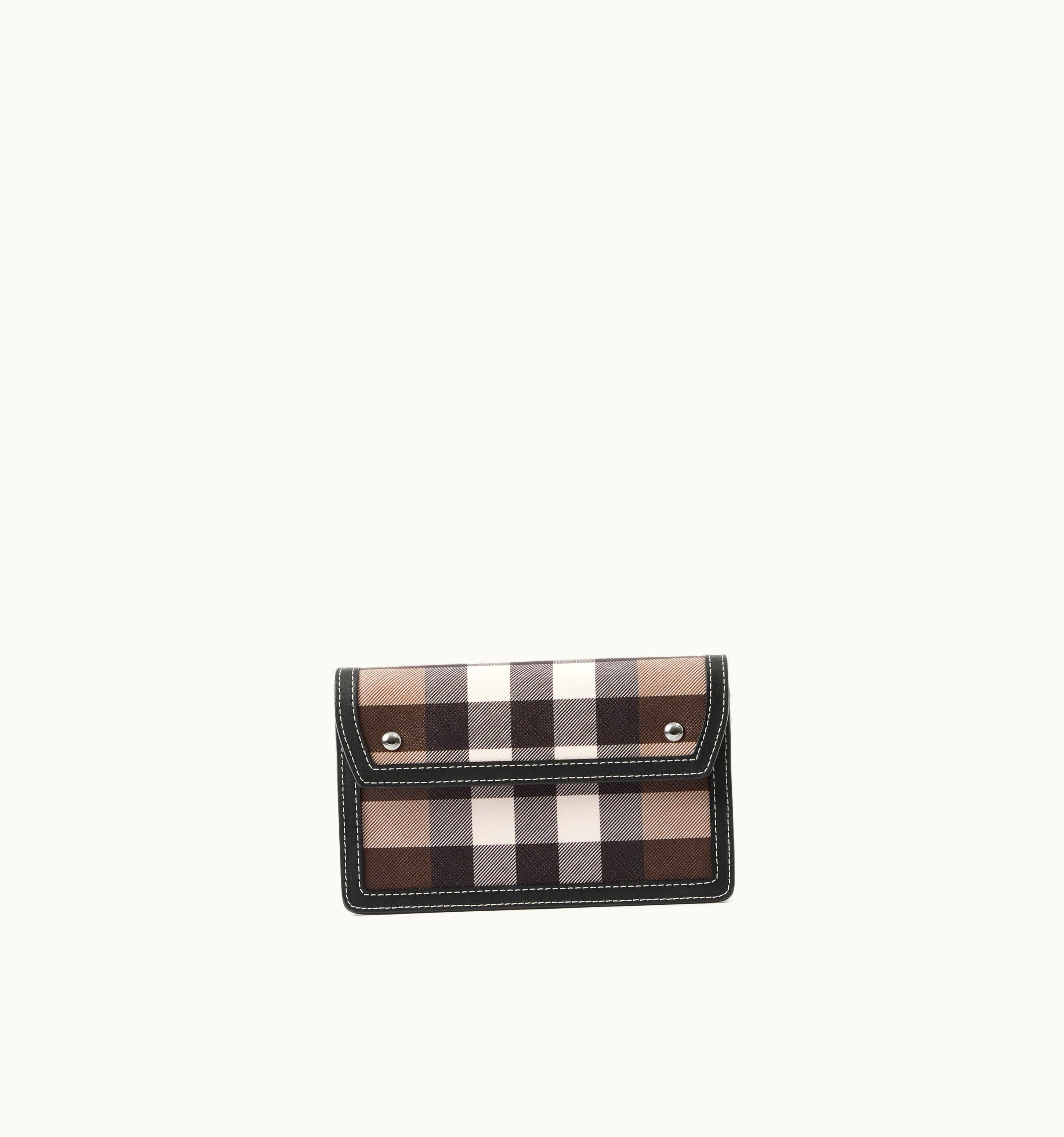 Burberry Check And Leather Crossbody Bag In Dark Birch Brown - Men