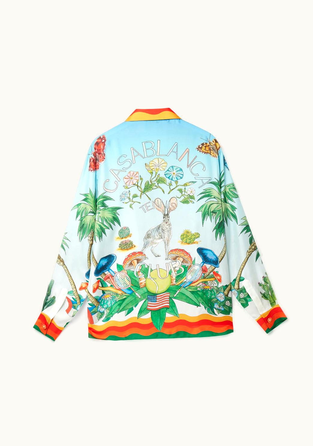 Casablanca Casablanca Palm Springs Tennis Club Cuban Collar Silk Shirt