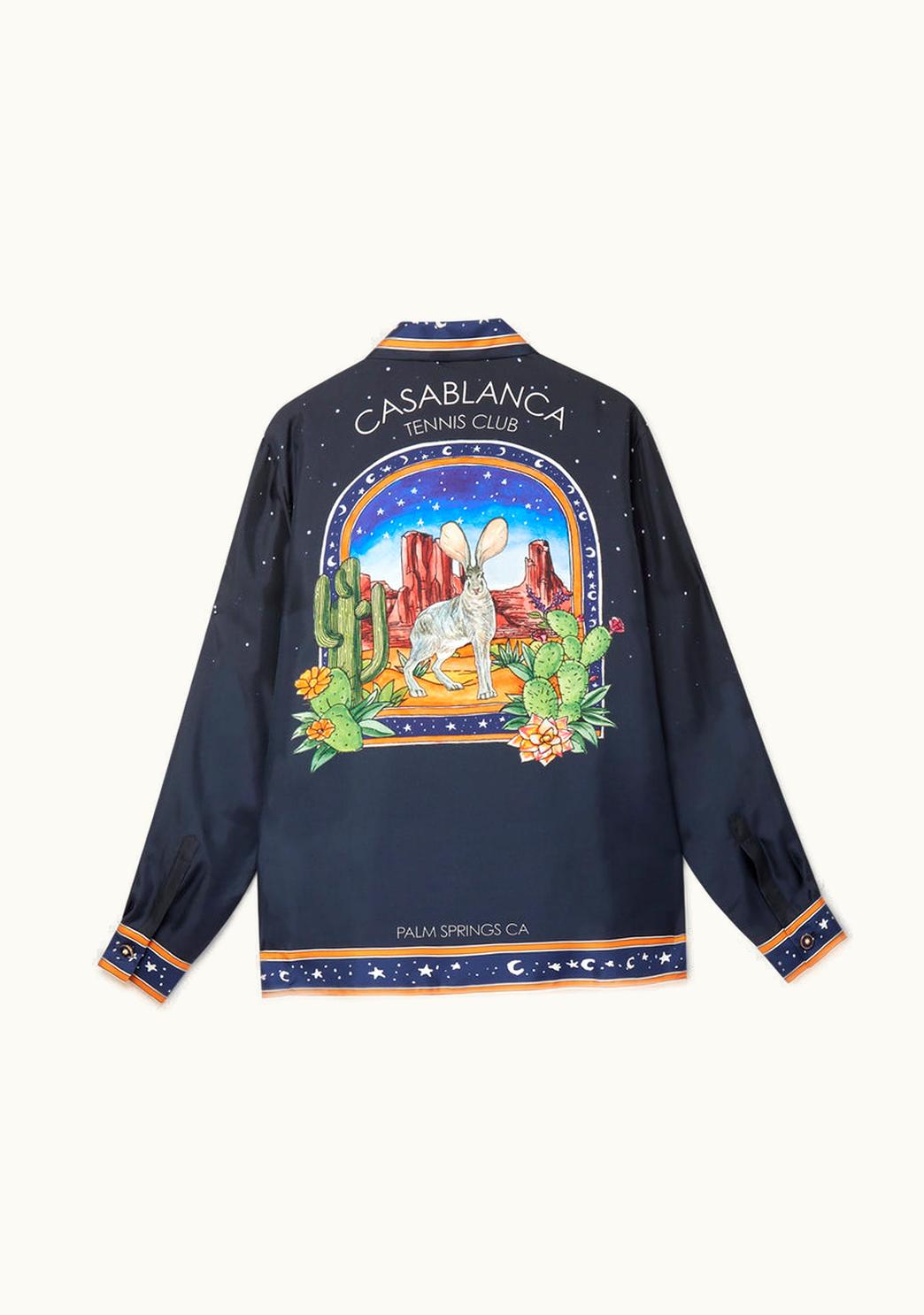 Casablanca Casablanca L'Arche Du Desert Nuit Cuban Collar Silk Shirt