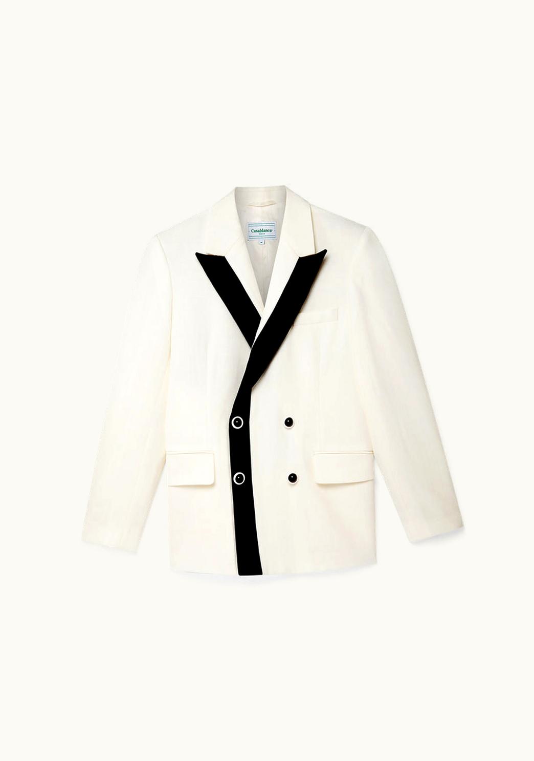 Casablanca Casablanca Off White Contrast Lapel Double Breasted Blazer