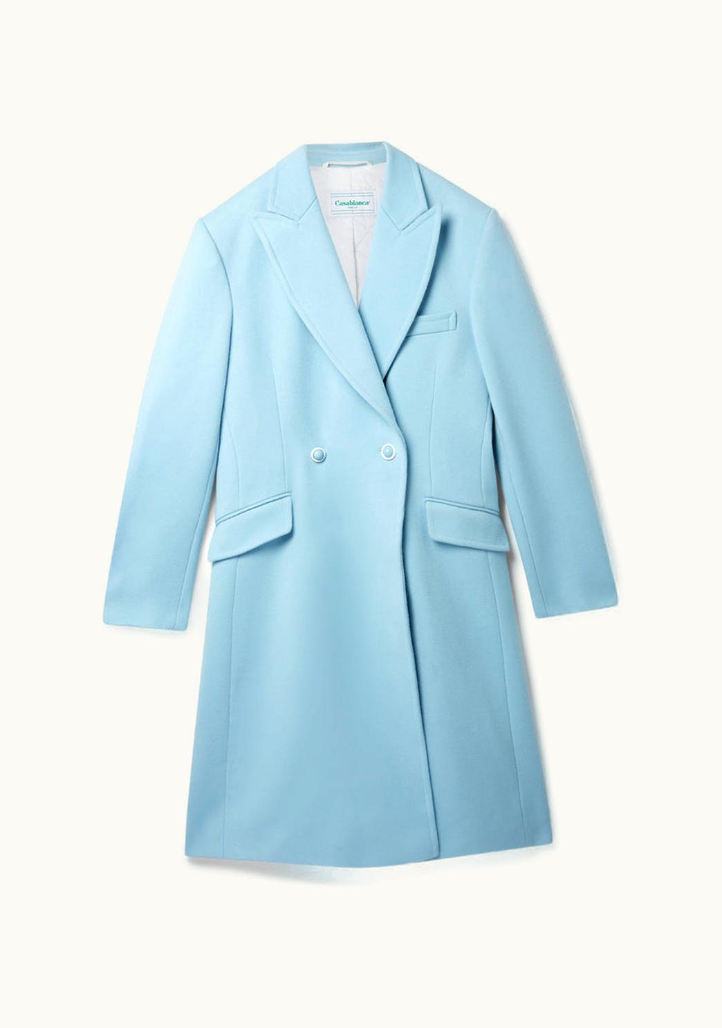 Casablanca Casablanca Light Blue Nativa Wool Double Breasted Overcoat