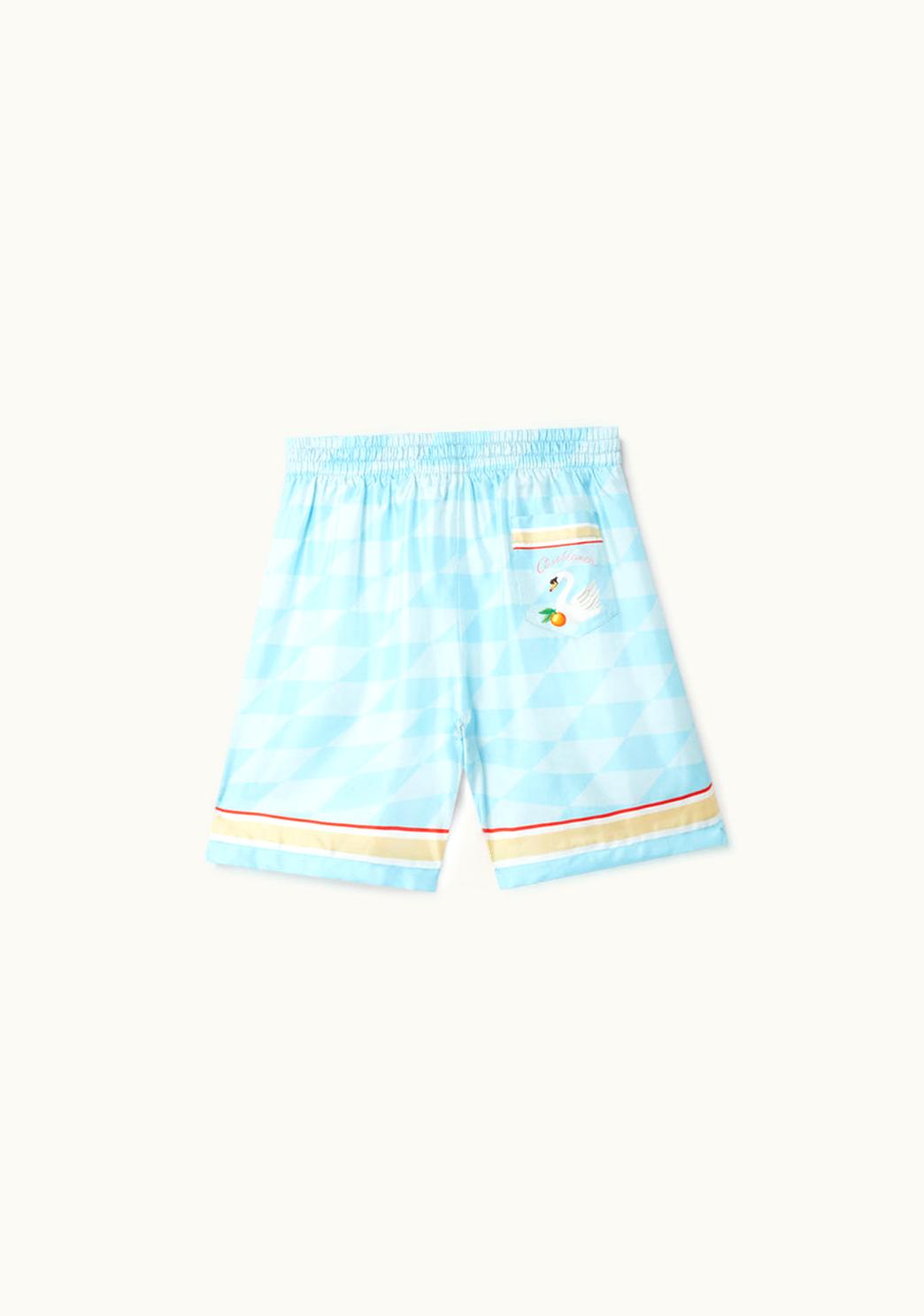 Casablanca Casablanca Damiers Et Cygne Bleu Silk Shorts