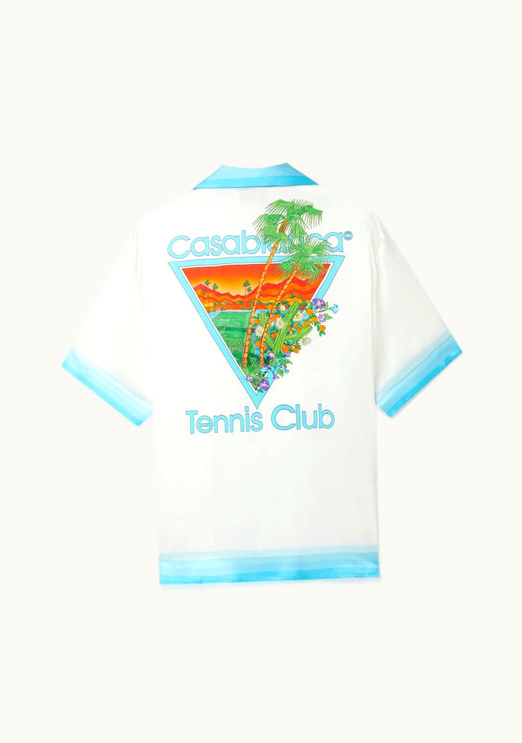 Casablanca Casablanca Palm Springs Icon Blue Cuban Collar Silk Shirt