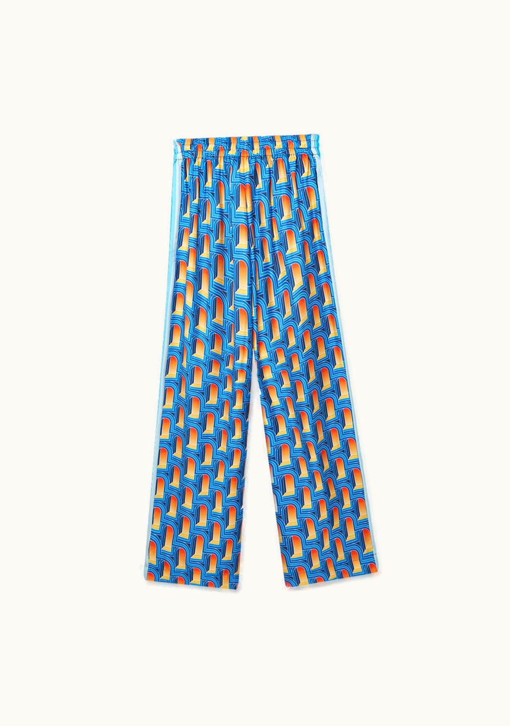 Casablanca Casablanca L'Arche De Nuit Silk Wide Leg Trousers in Midnight Blue Silk