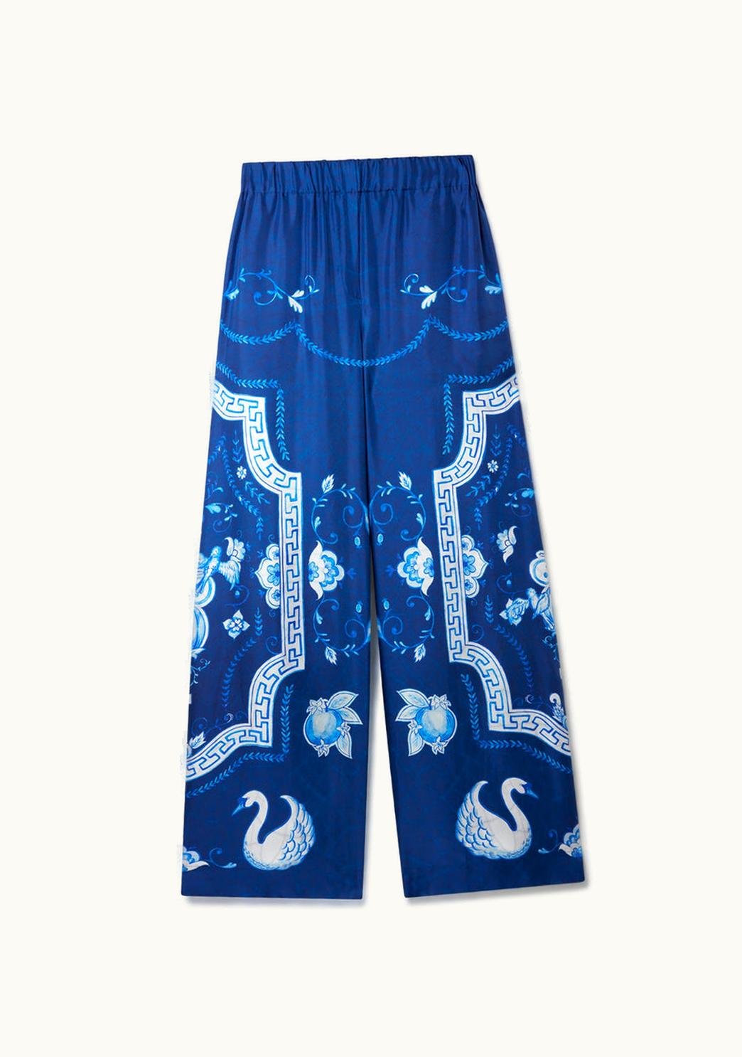 Casablanca Casablanca Plat A Dessert Bleu Printed Wide Leg Trousers
