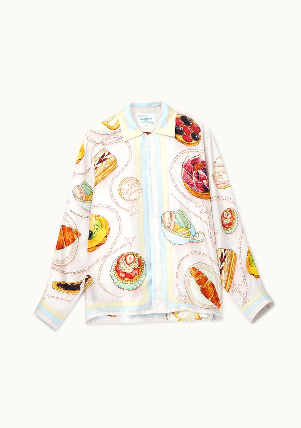 Casablanca Casablanca Patisseries En Vol Cuban Collar Silk Shirt