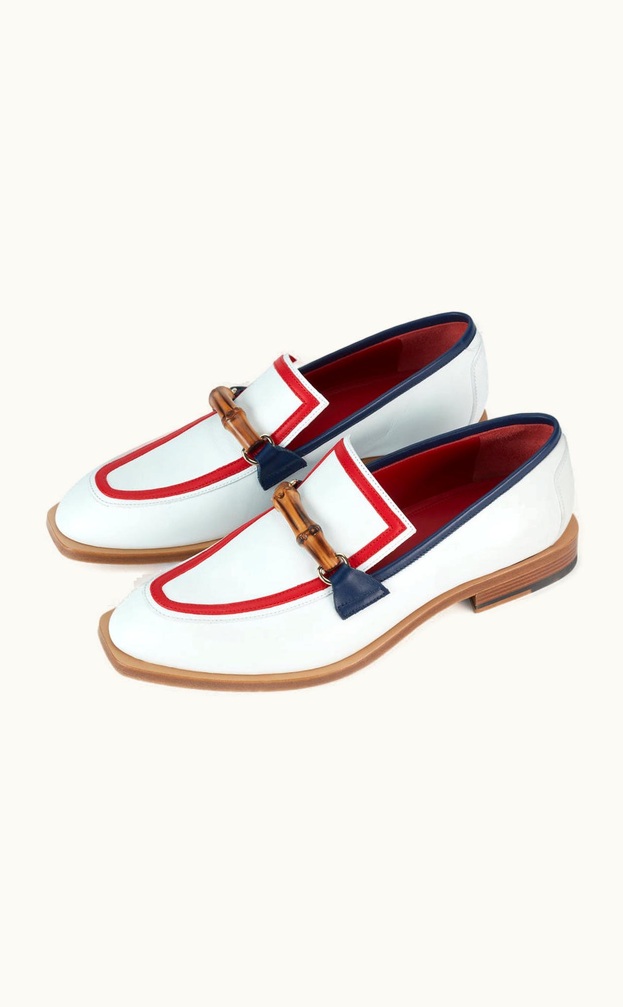 Casablanca Casablanca White & Red Leather Envelope Loafer