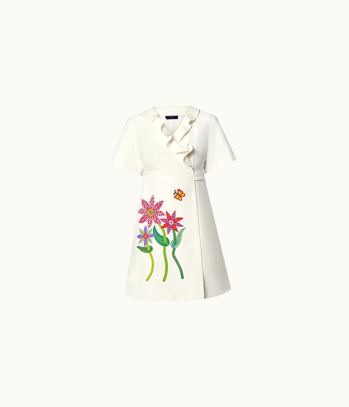 Louis Vuitton Louis Vuitton LV X YK Flowers Ruffle Trim Wrap Dress