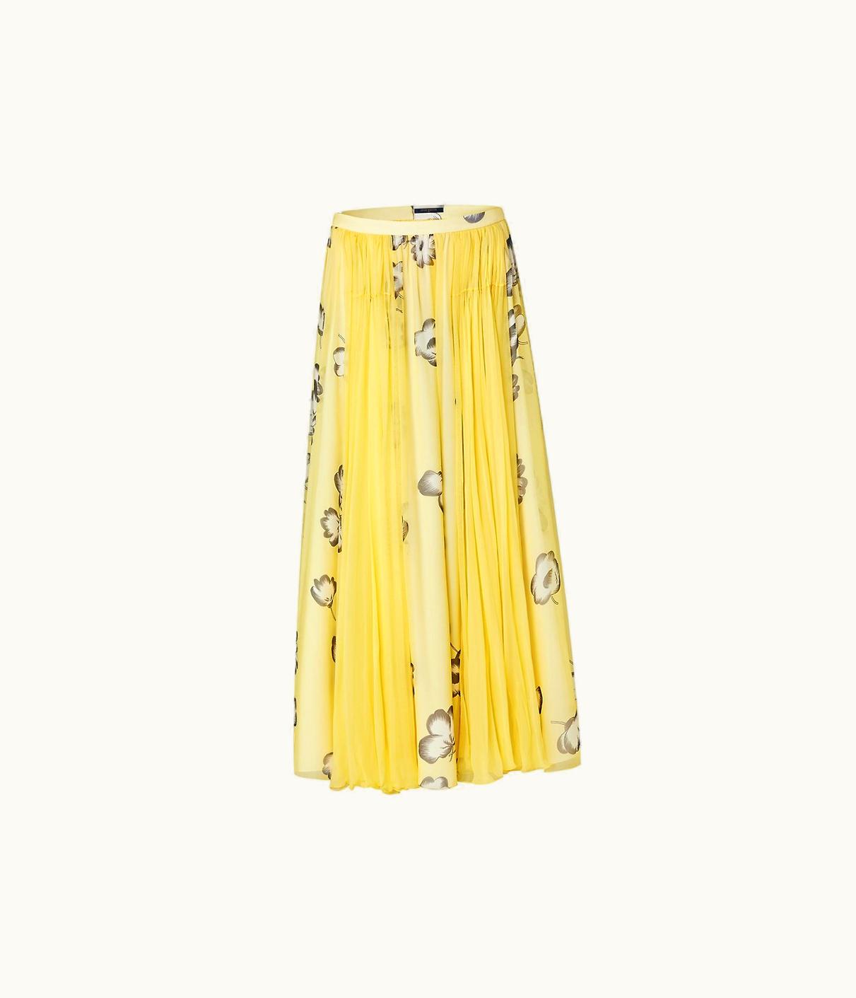 Louis Vuitton Louis Vuitton Floral Fluid Silk Chiffon Midi Skirt